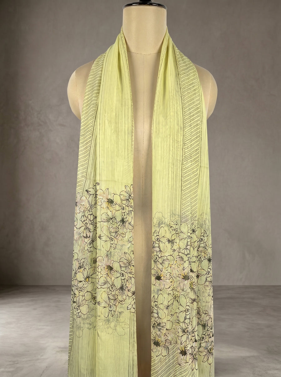 2 IN 1 Digital Print Chiffon Stole | 100x180 cm