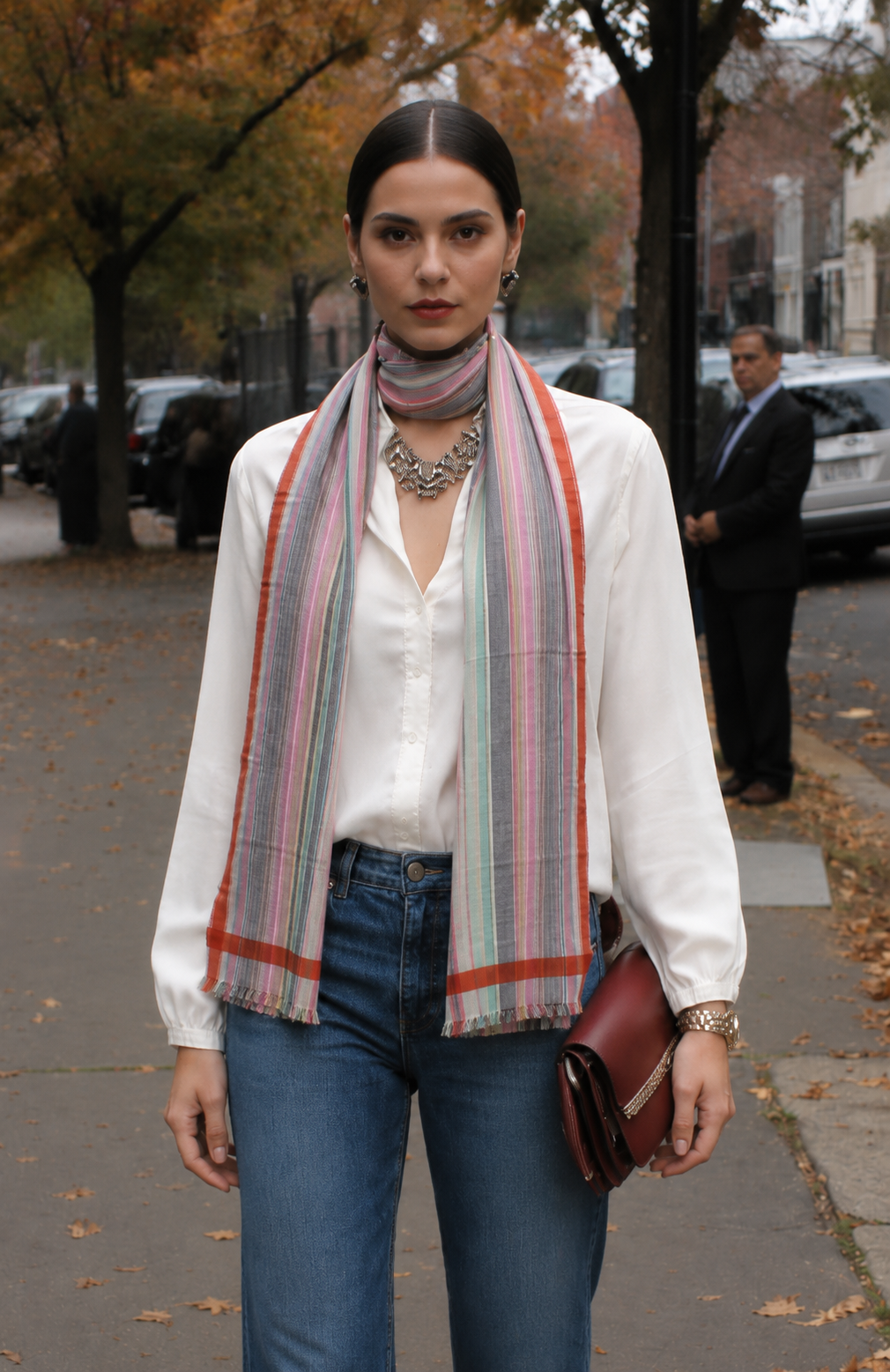 Printed Linen Blend Stole |70 x 200 cm