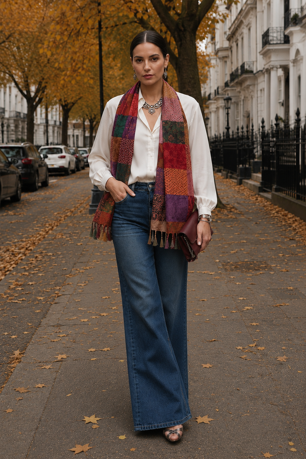 Silk Patchwork Stole |50 x 180 cm