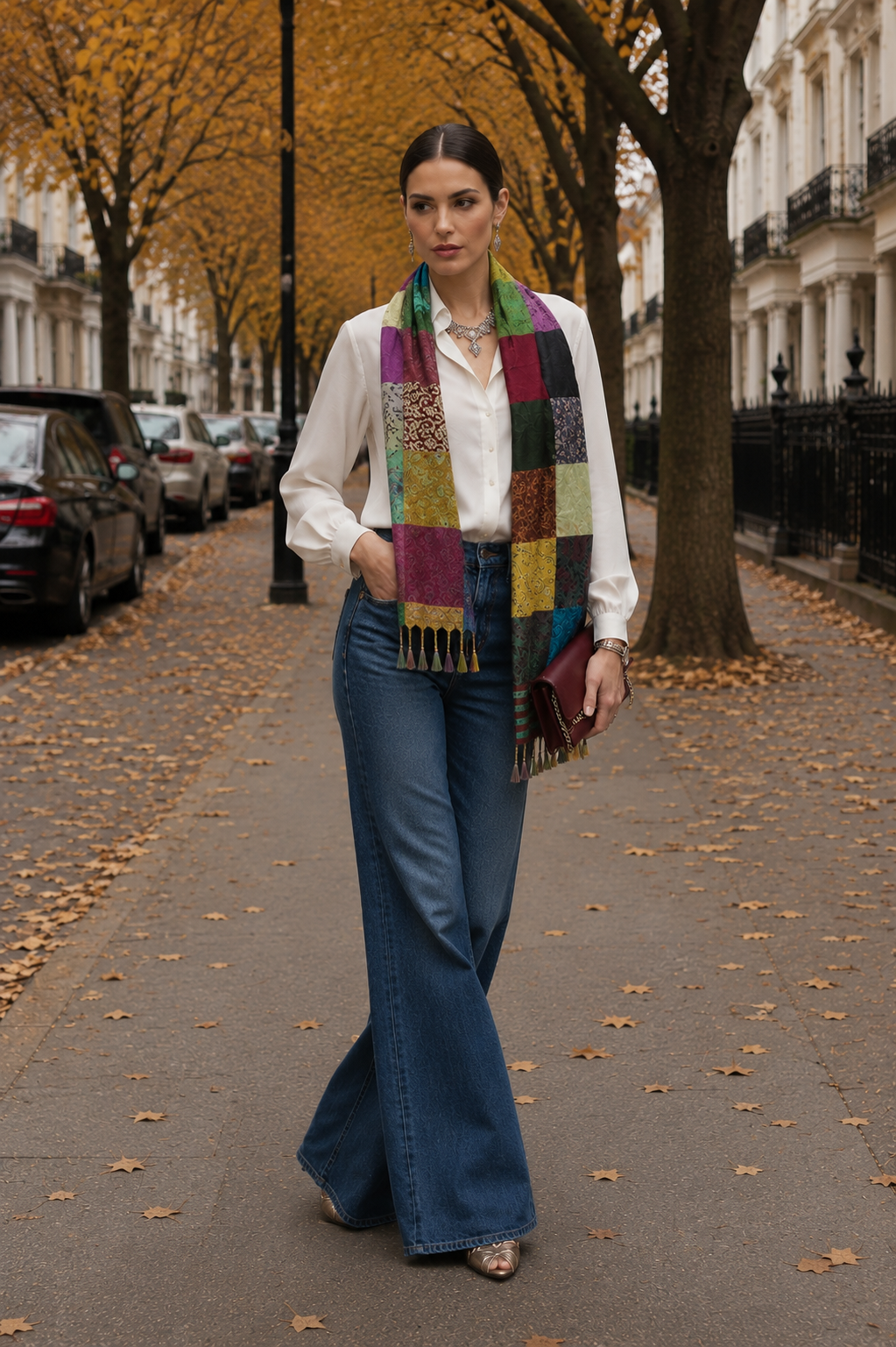 Silk Patchwork Stole |50 x 180 cm