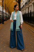 Block Printed Stole with Lurex Border |70 x 180 cm
