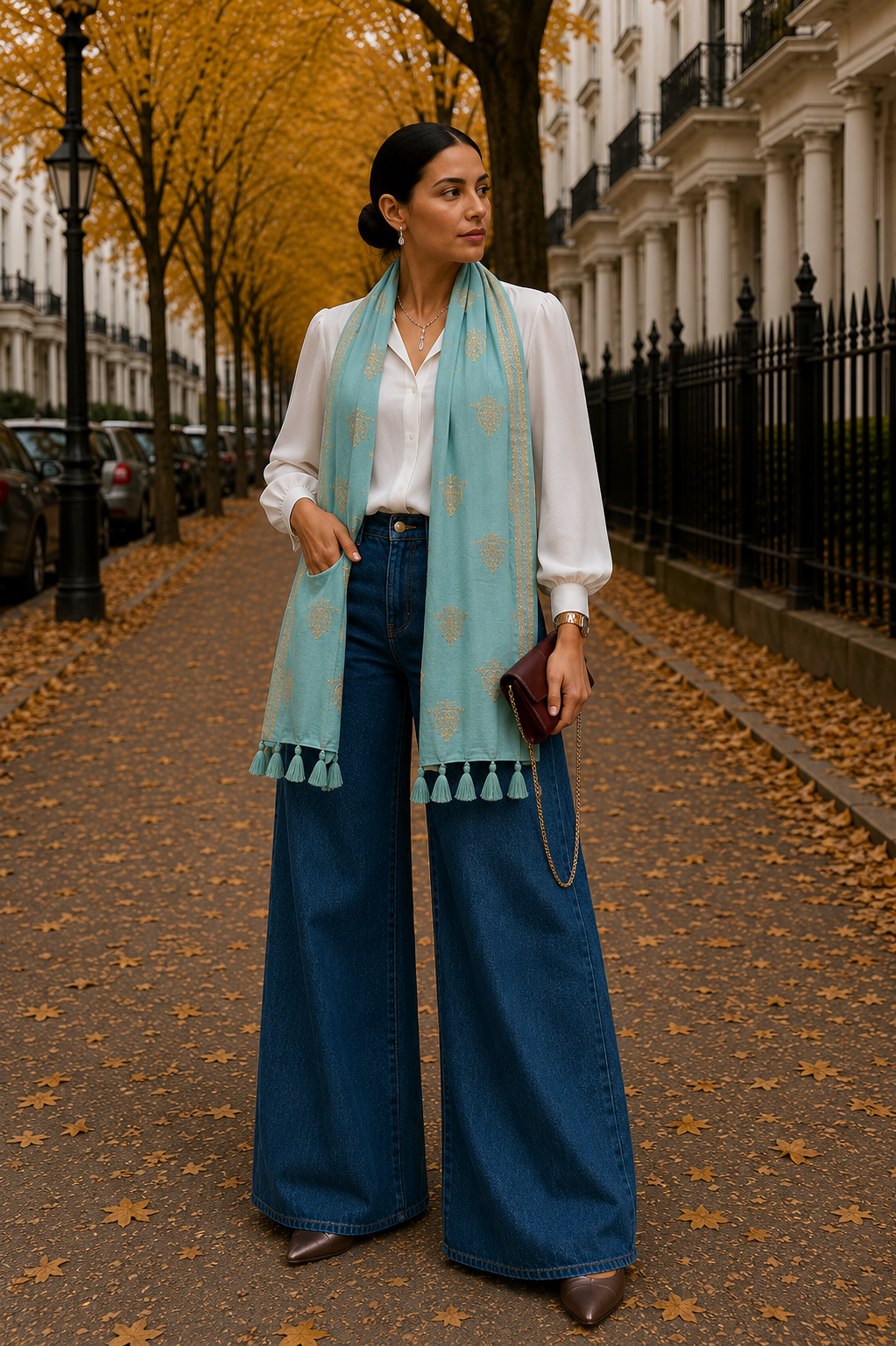 Block Printed Stole with Lurex Border |70 x 180 cm