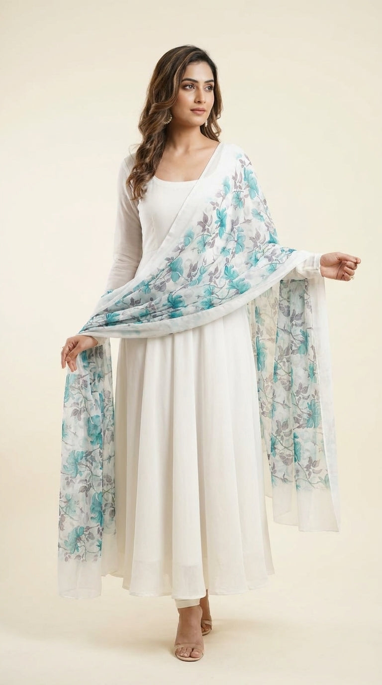 Karivani Luxury Floral Cotton Dupatta