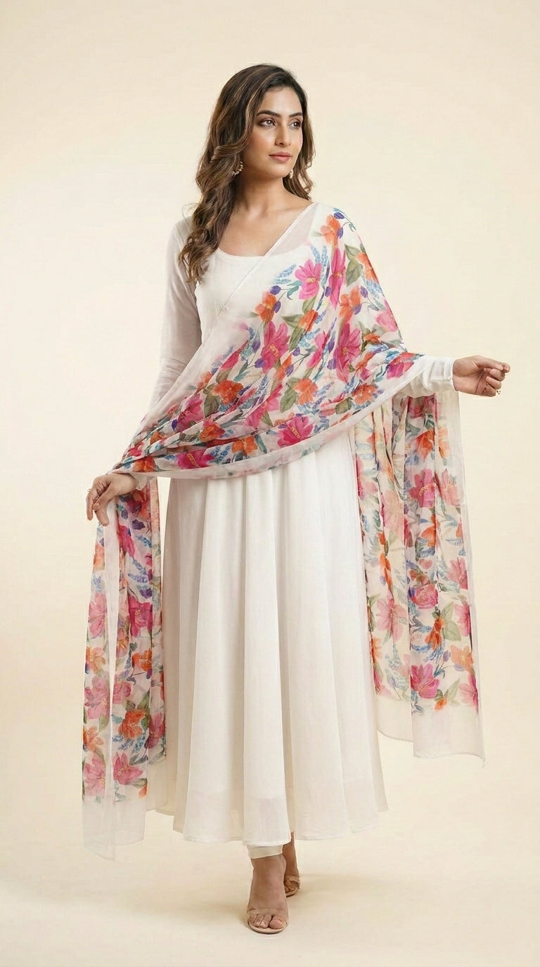 Karivani Luxury Floral Cotton Dupatta