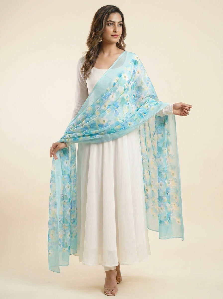 Karivani Luxury Floral Cotton Dupatta