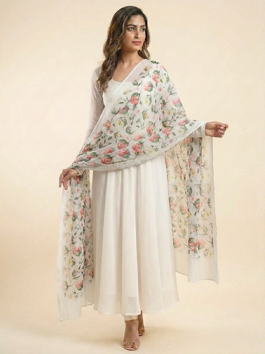 Karivani Luxury Floral Cotton Dupatta