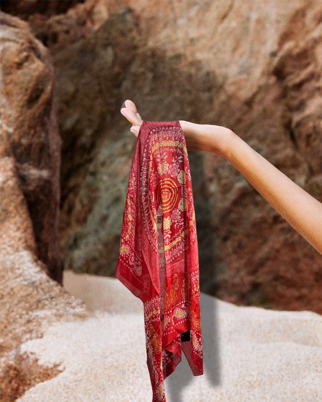 Batik Print Pure Silk Square Scarf | 100x100 cm