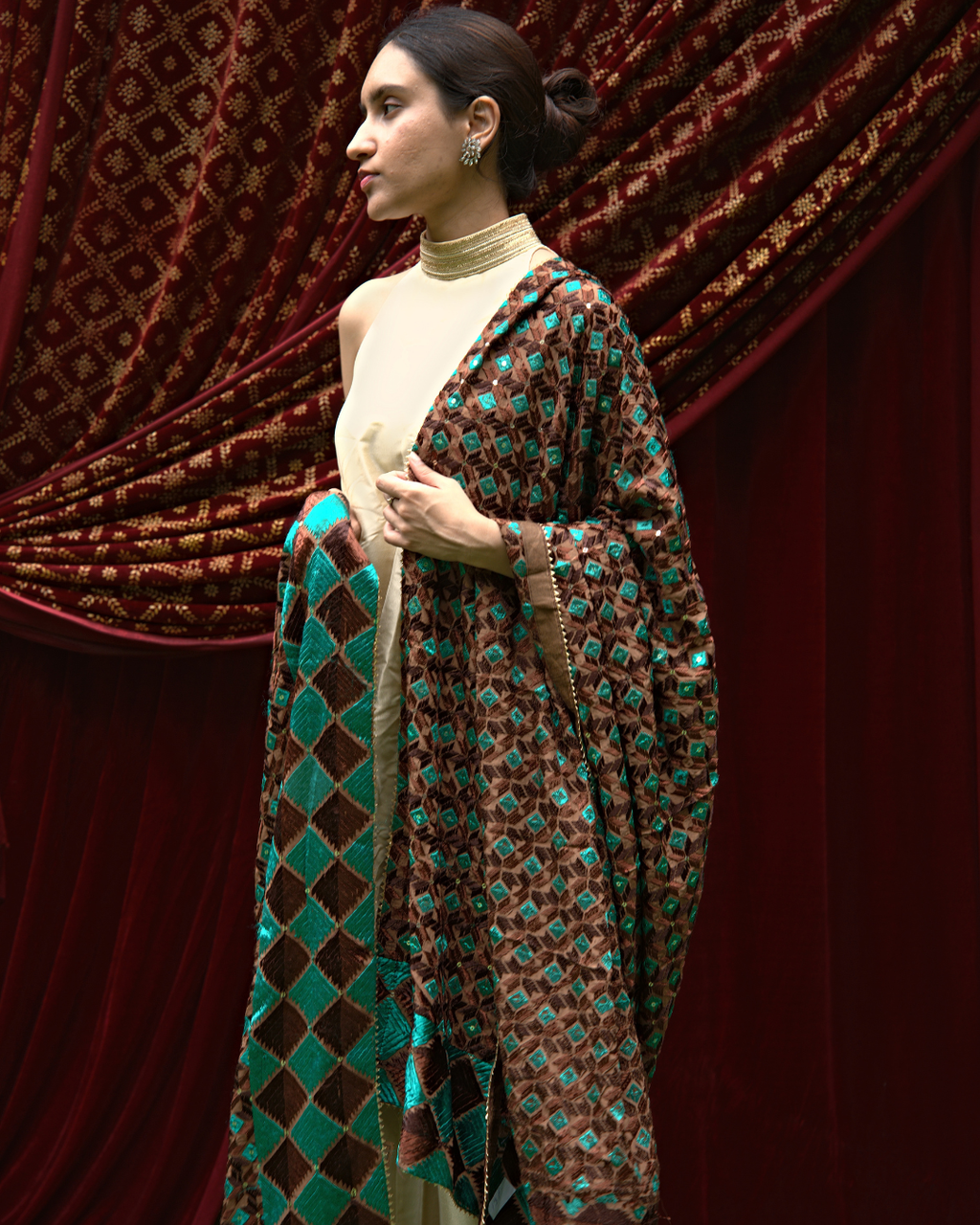 Phulkari Embroidery Dupatta