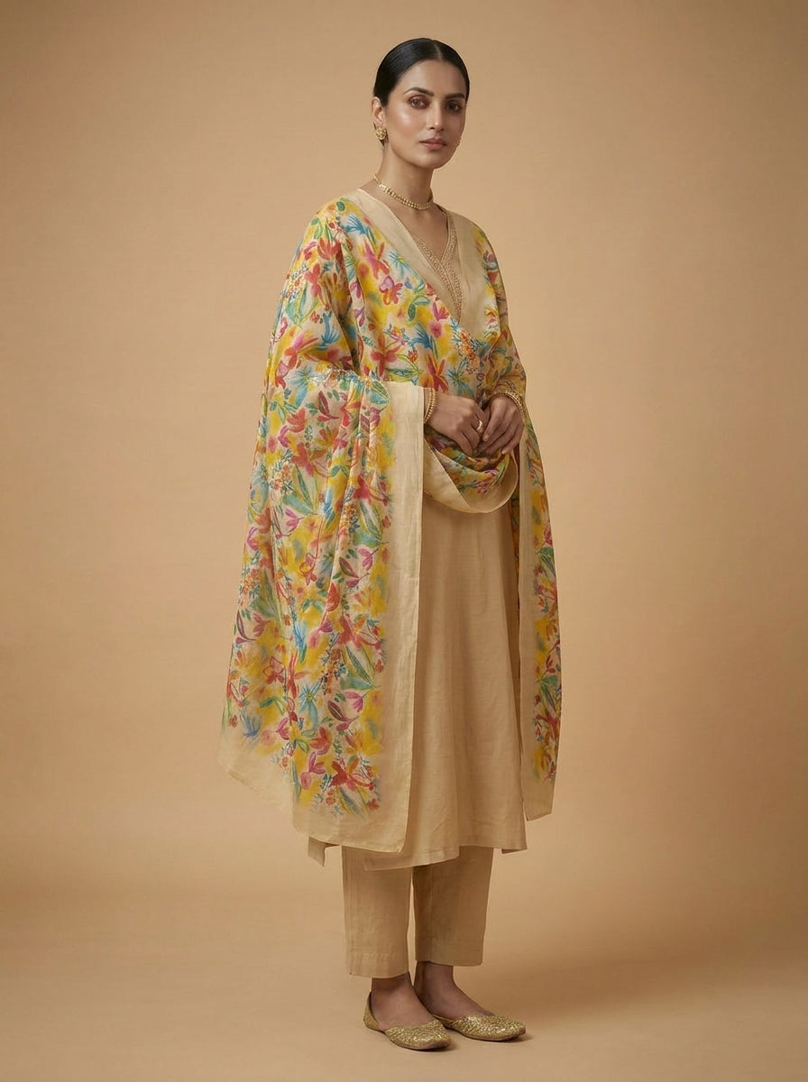 Karivani Luxury Floral Cotton Dupatta
