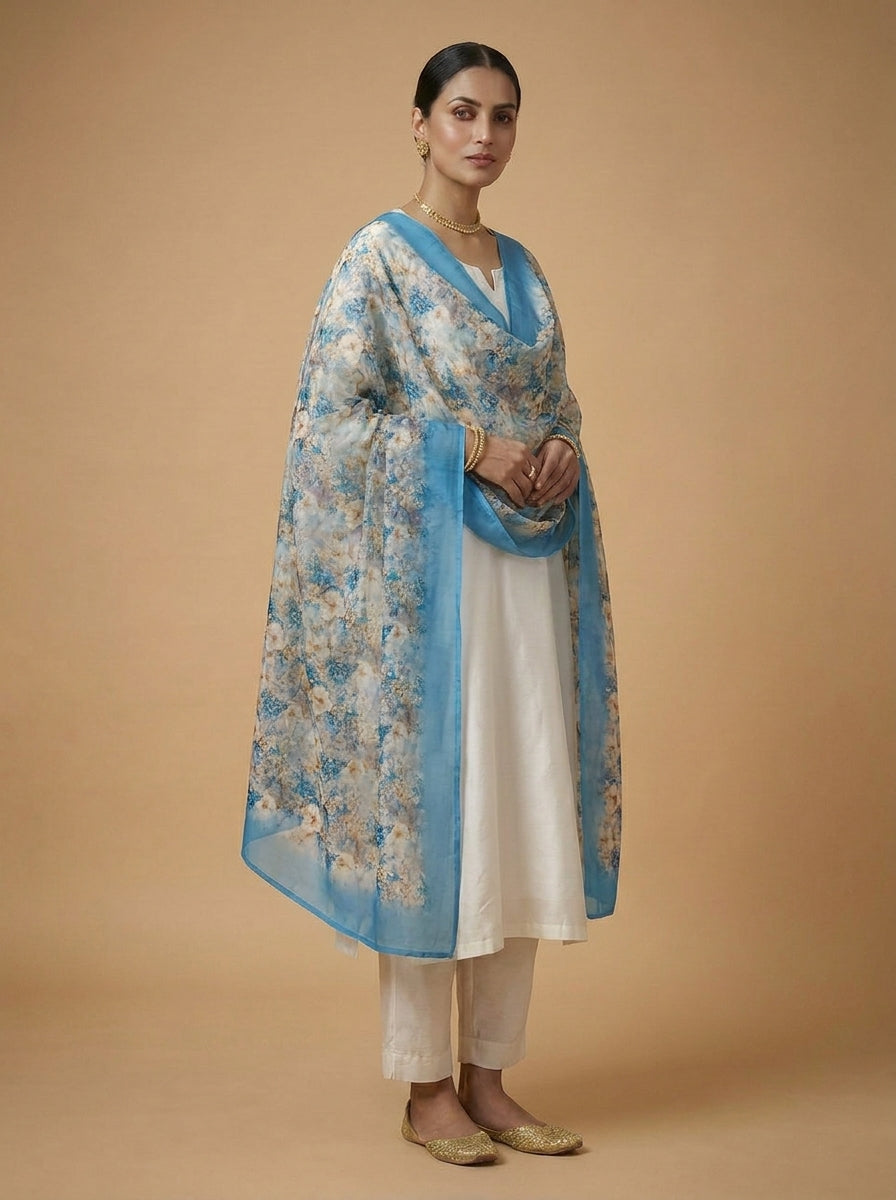 Karivani Luxury Floral Cotton Dupatta