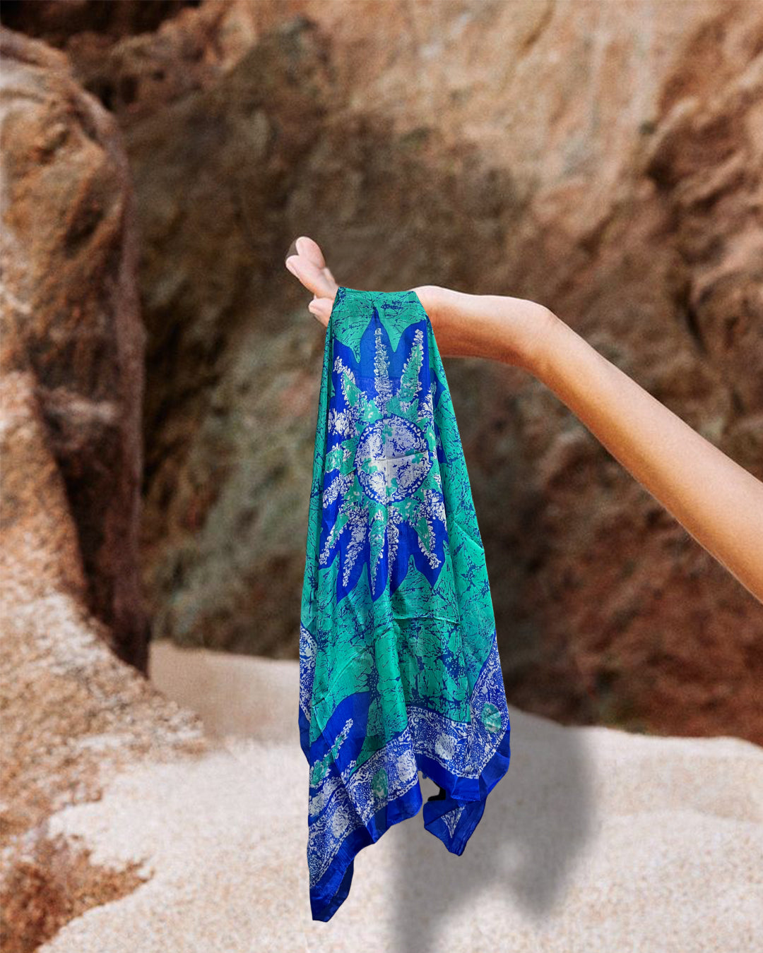 Batik Print Pure Silk Square Scarf | 100x100 cm