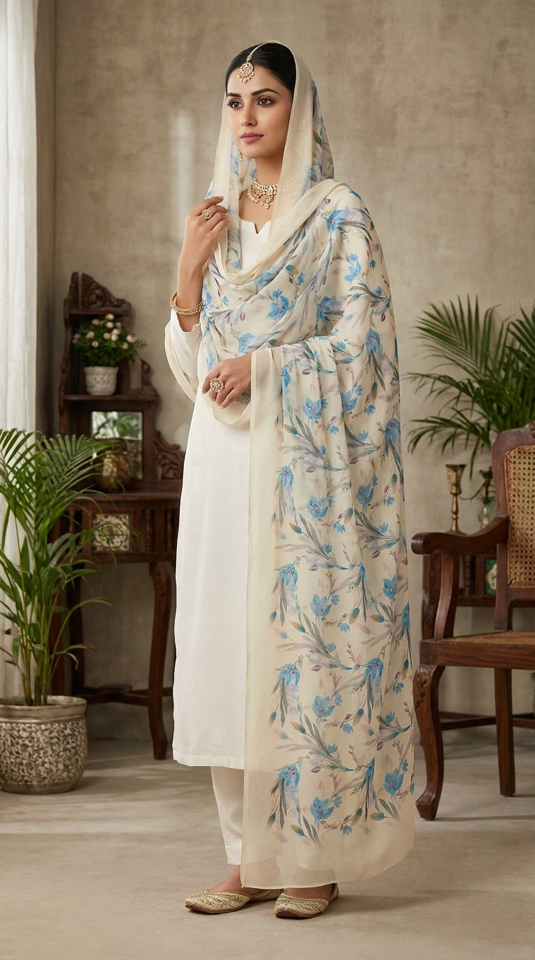 Karivani Luxury Floral Cotton Dupatta