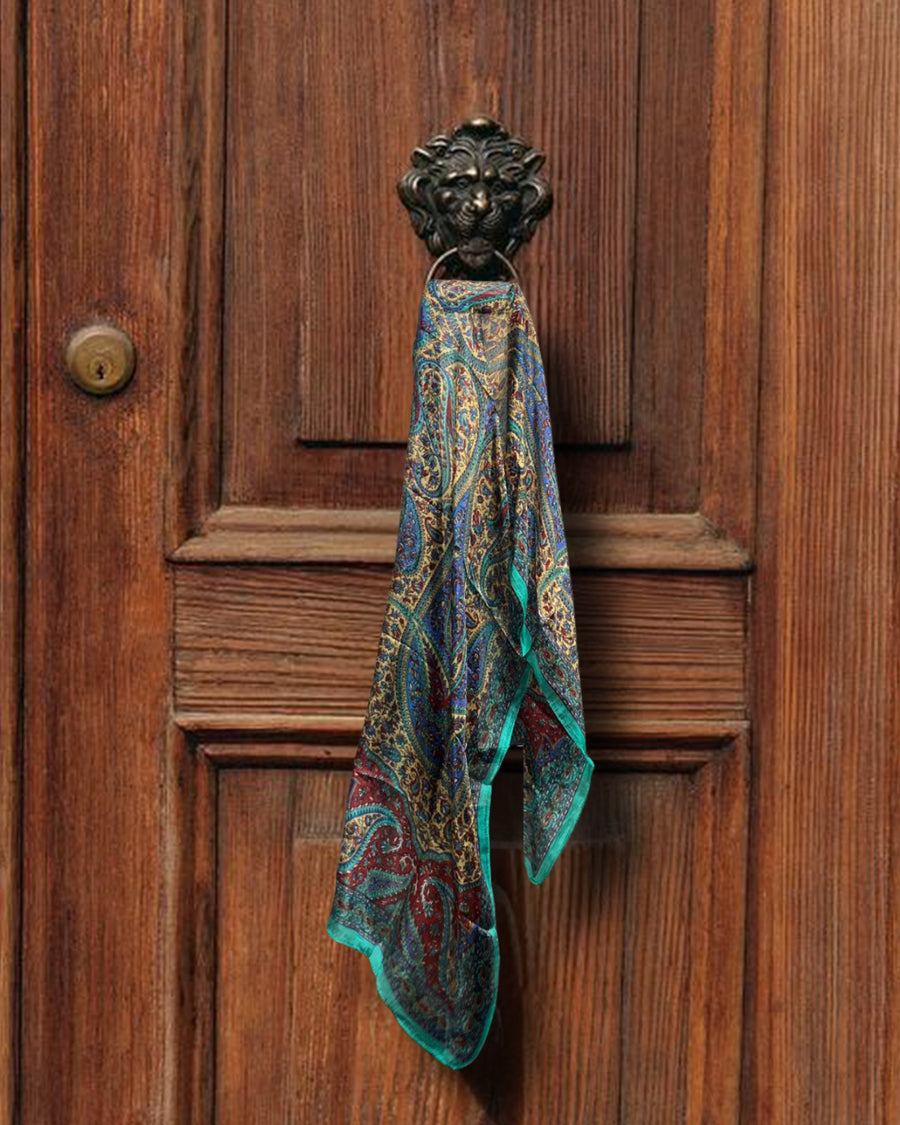 Vintage Paisley Pure Silk Long Stole | 50x180 cm
