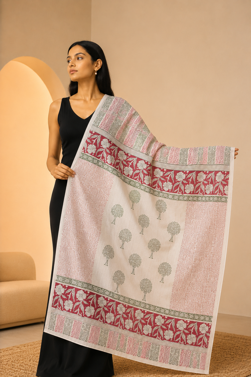 Karivani Luxury Block Print Cotton Dupatta