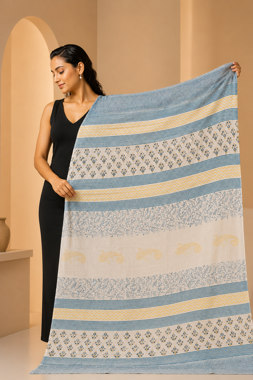 Karivani Luxury Block Print Cotton Dupatta