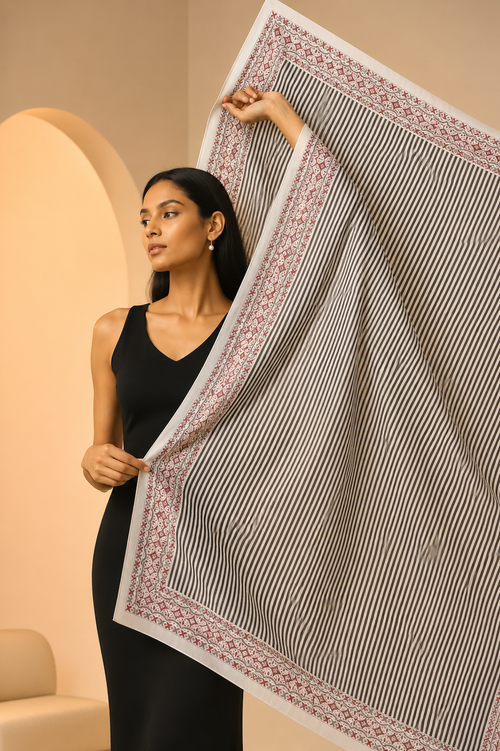 Karivani Luxury Block Print Cotton Dupatta