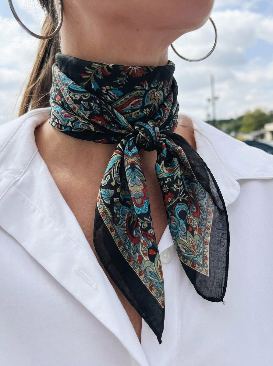 Vintage Paisley Pure Silk Long Stole | 50x180 cm