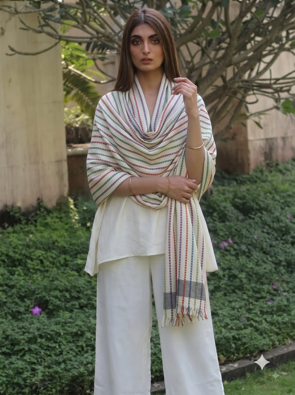 Viscose multi colour stripe dobby stole