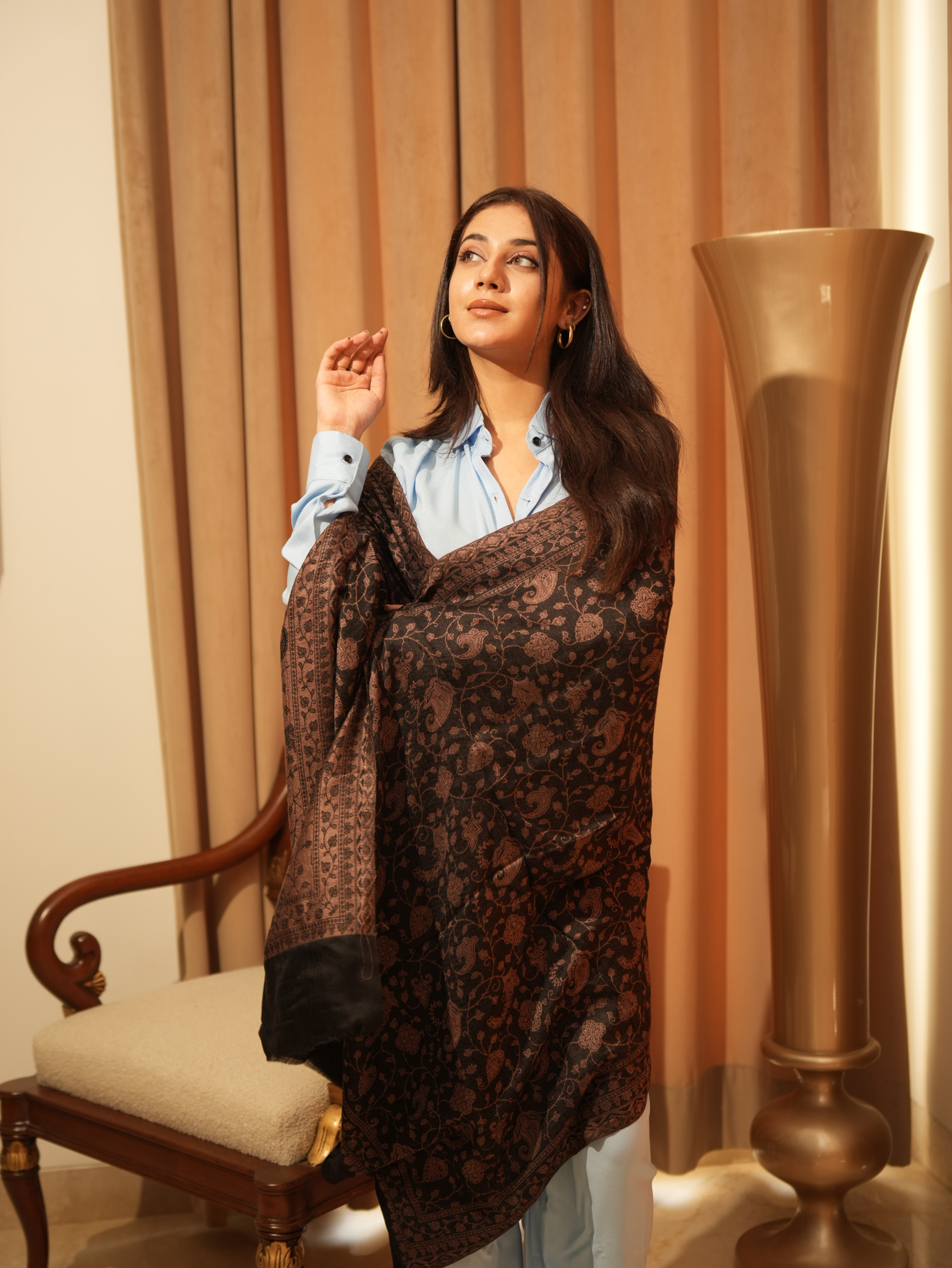 Karivani Women's Faux Pashmina Stole - Kashmiri Jaal