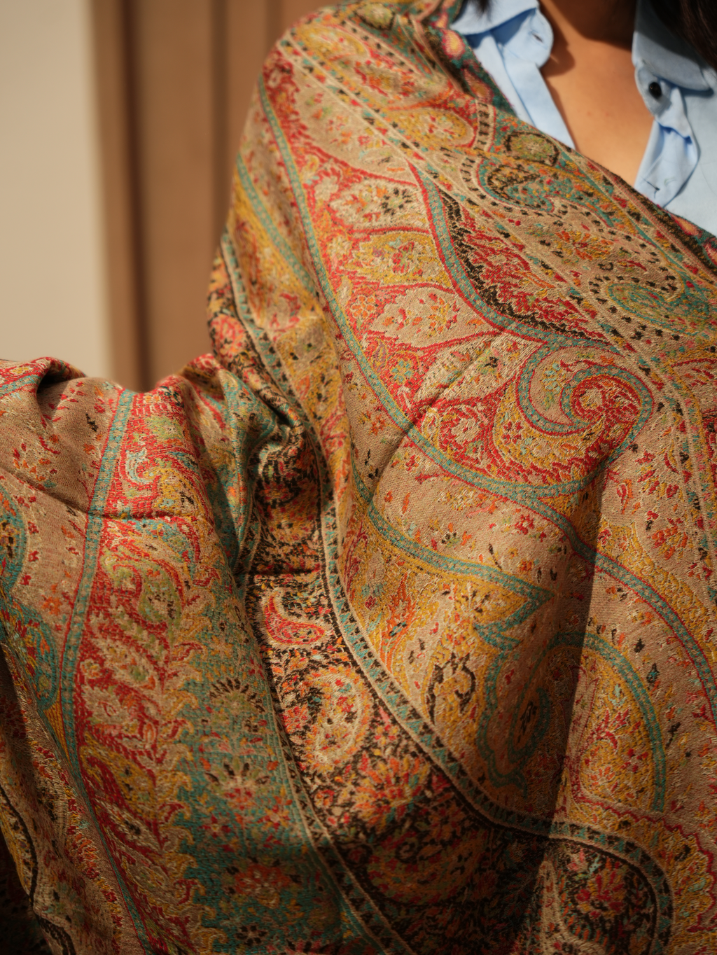 Karivani Women's Faux Pashmina Stole - Jamawar Jaal Stole