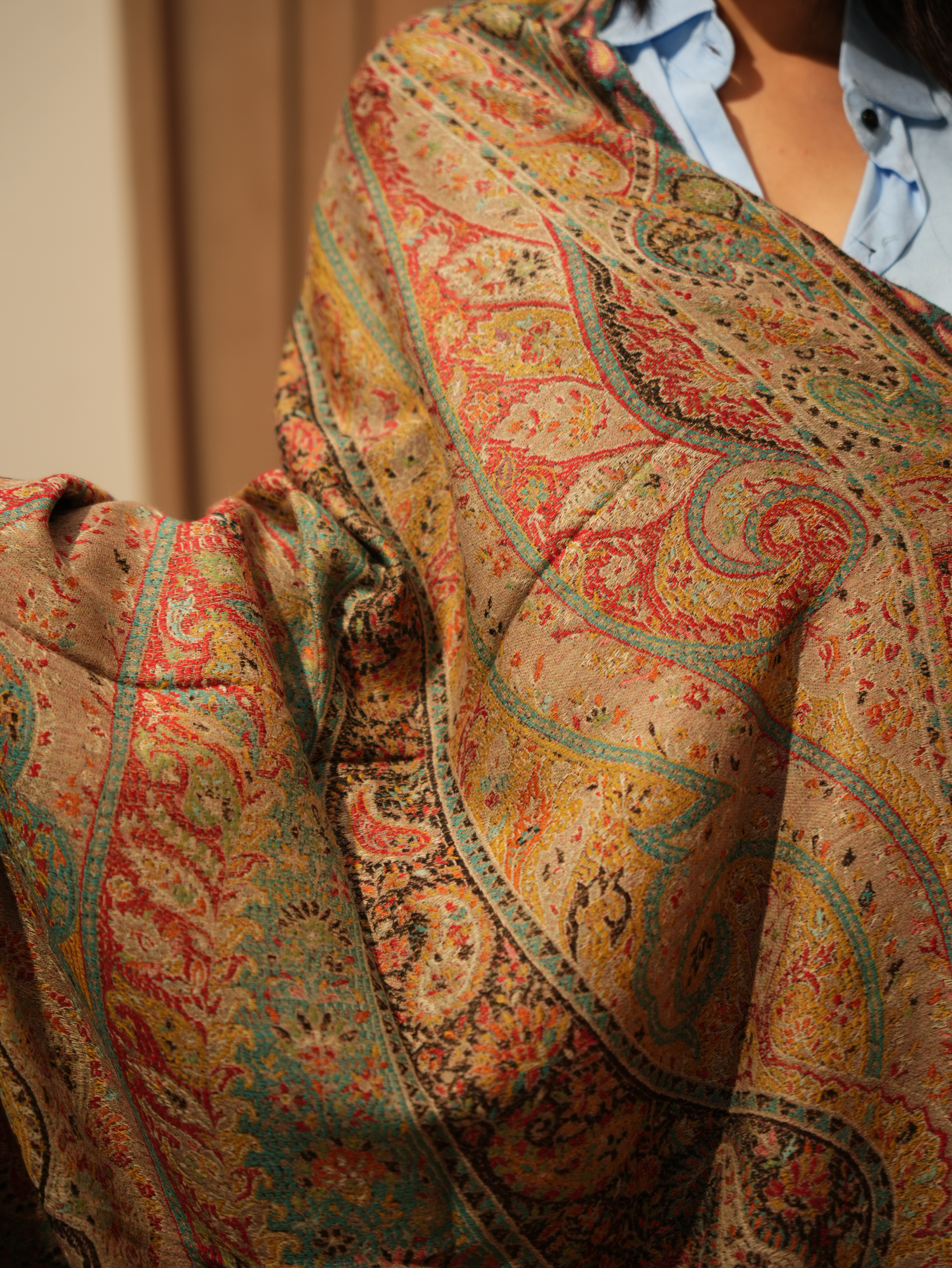 Karivani Women's Faux Pashmina Stole - Jamawar Jaal Stole