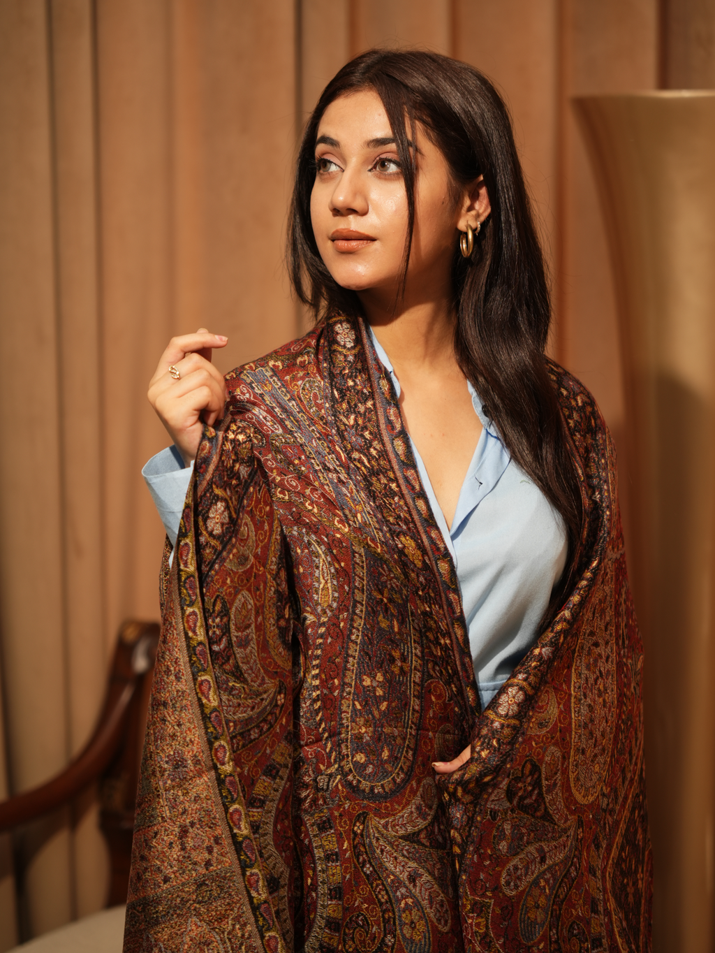 Karivani Women's Faux Pashmina Stole - Jamawar Jaal Stole