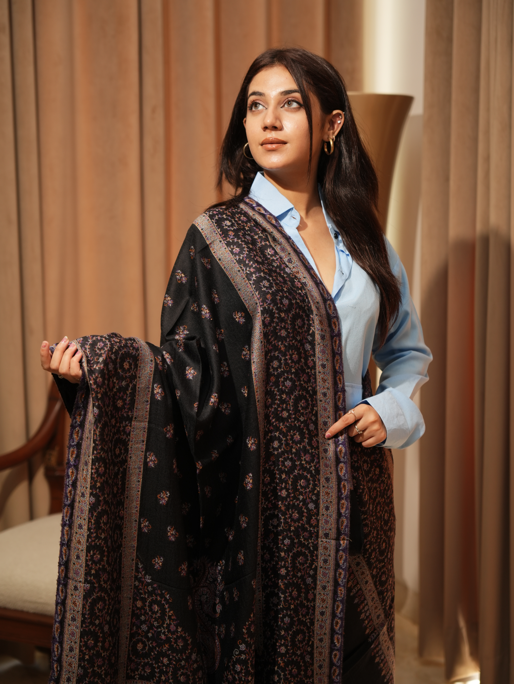 Karivani Women's Faux Pashmina Stole - Carpet Jaal Stole