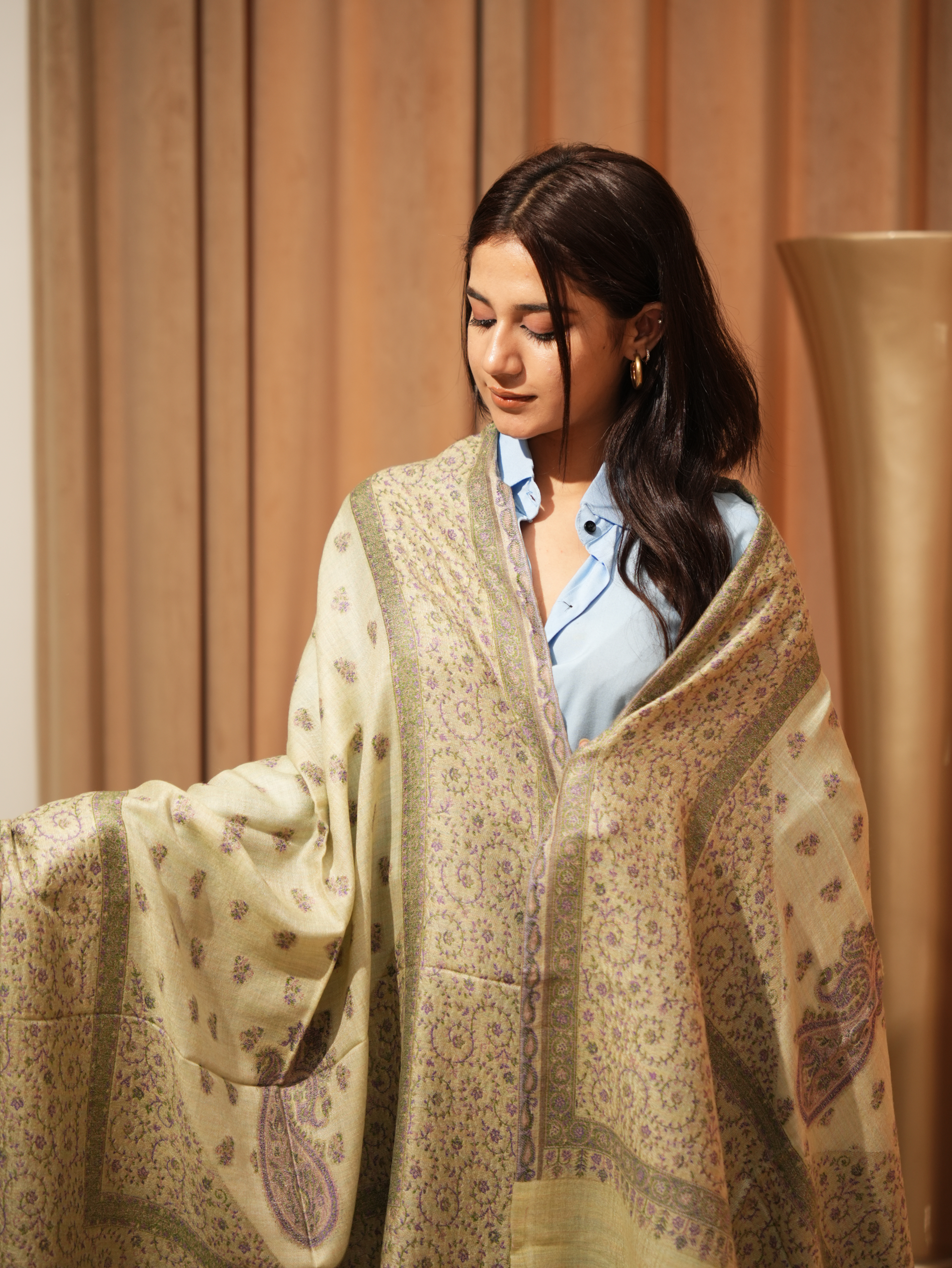 Karivani Women's Faux Pashmina Stole - Carpet Jaal Stole