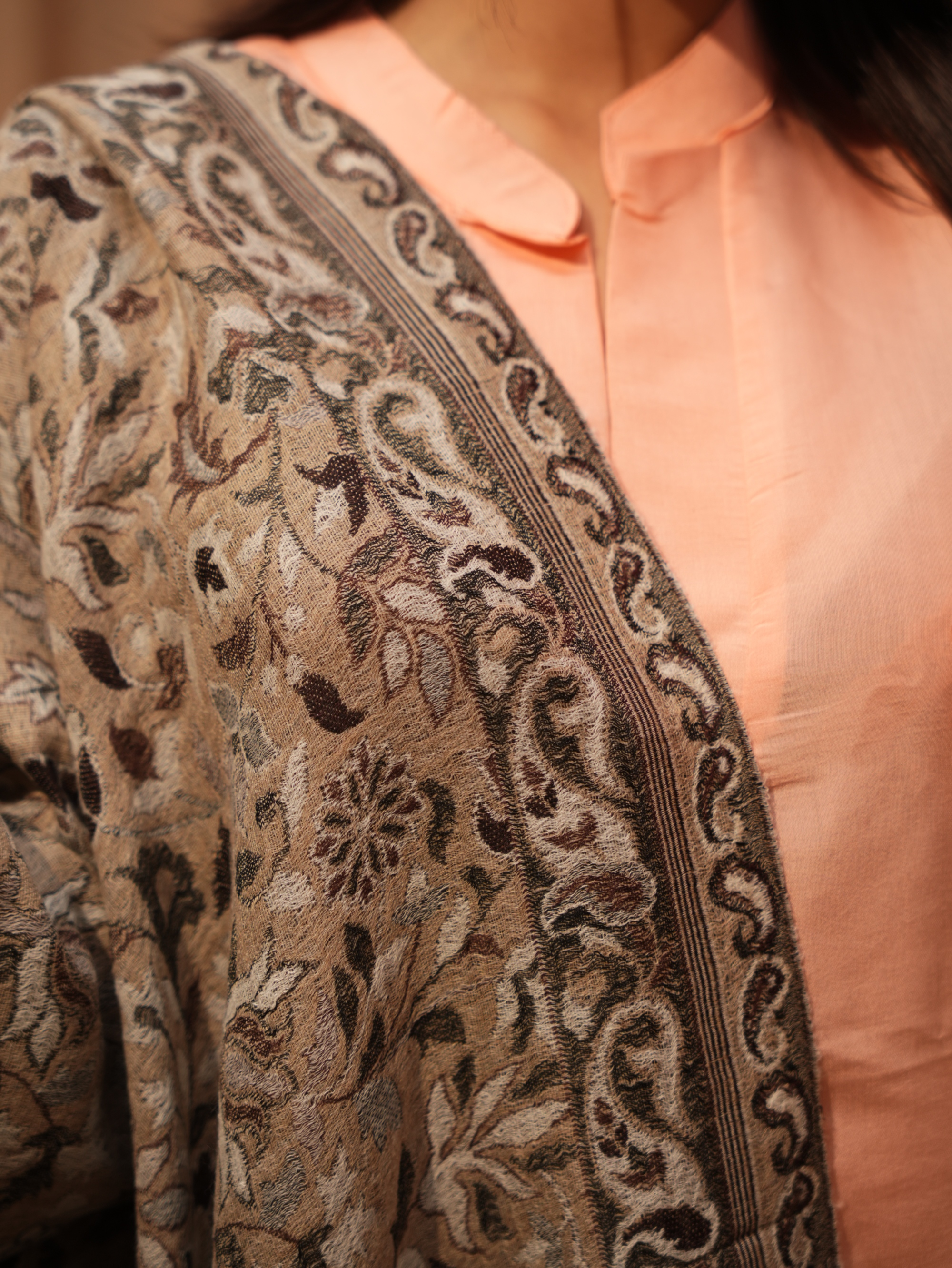 Karivani Women's Faux Pashmina Stole - Kani Jaal Reversible Stole