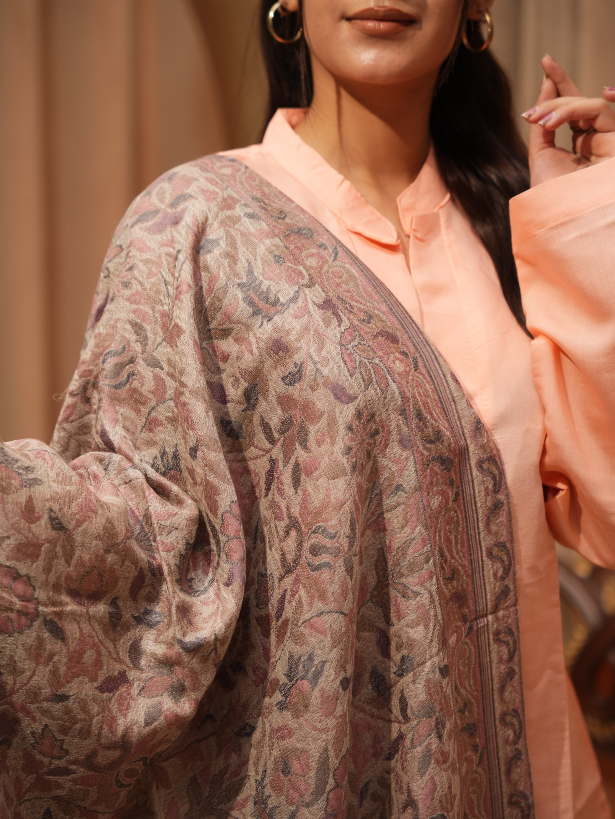 Karivani Women's Faux Pashmina Stole - Kani Jaal Reversible Stole