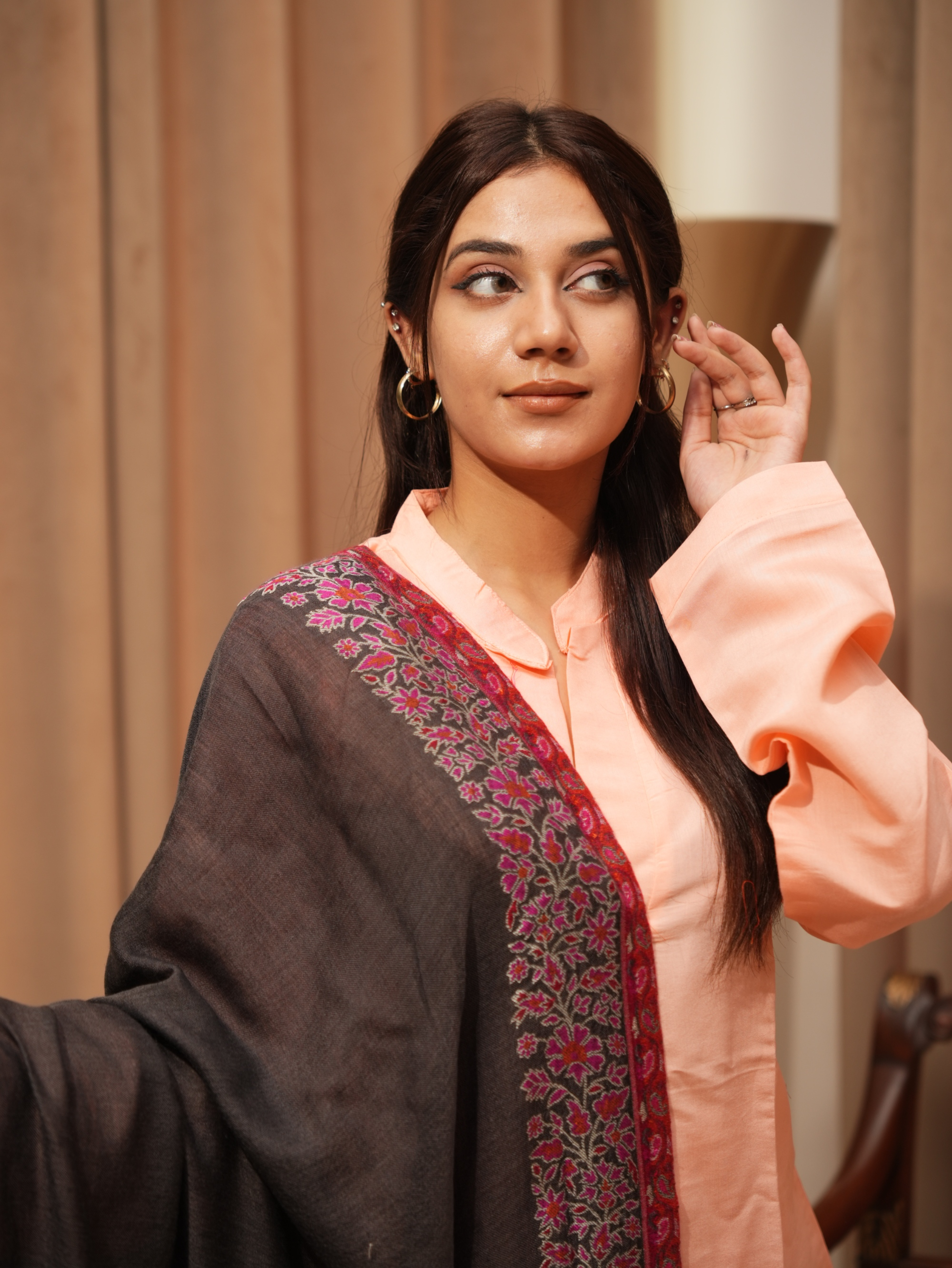 Karivani Women's Faux Pashmina Stole - Multi Border