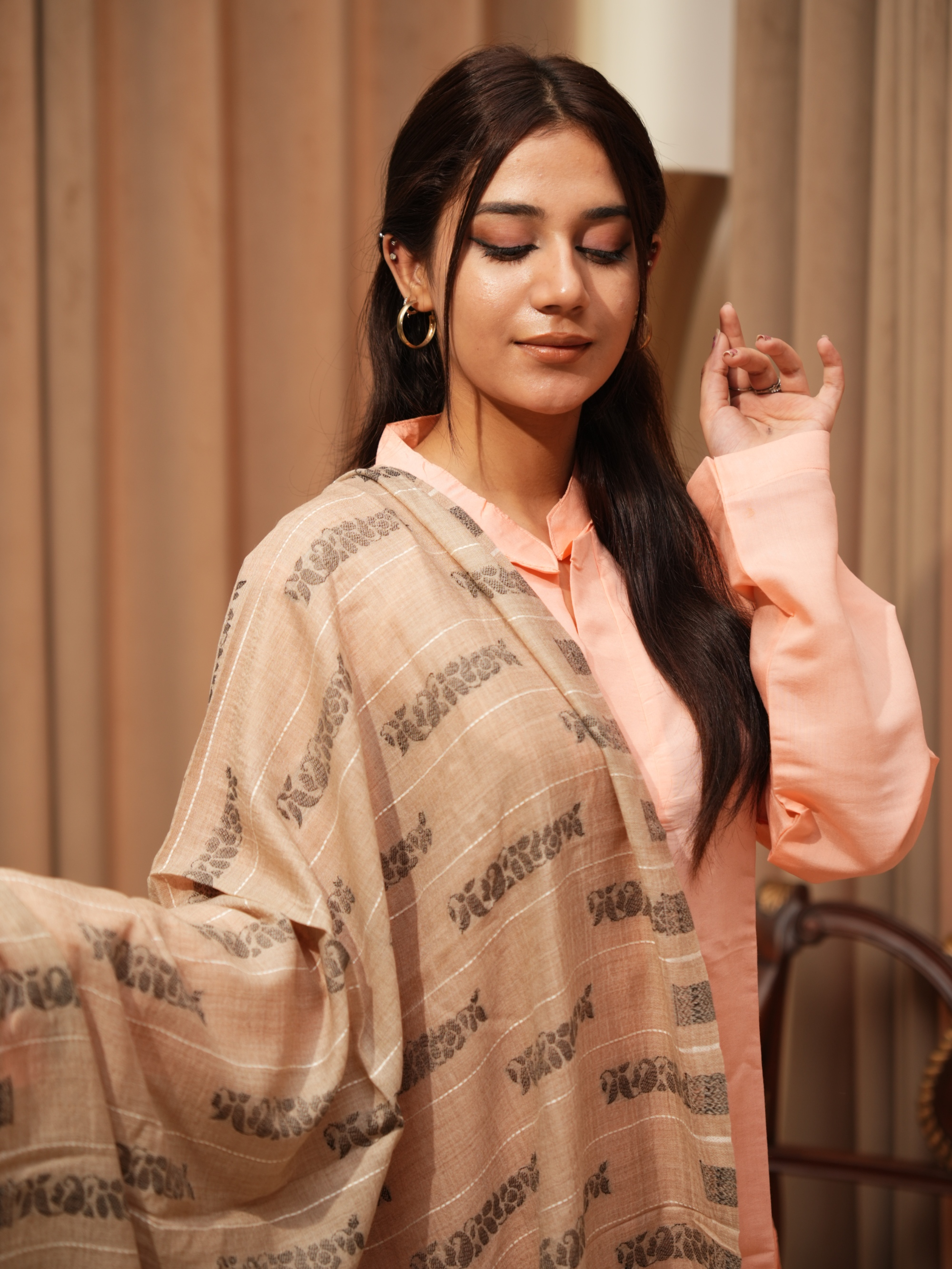 Karivani Women's Faux Pashmina Stole - Spray Stripes