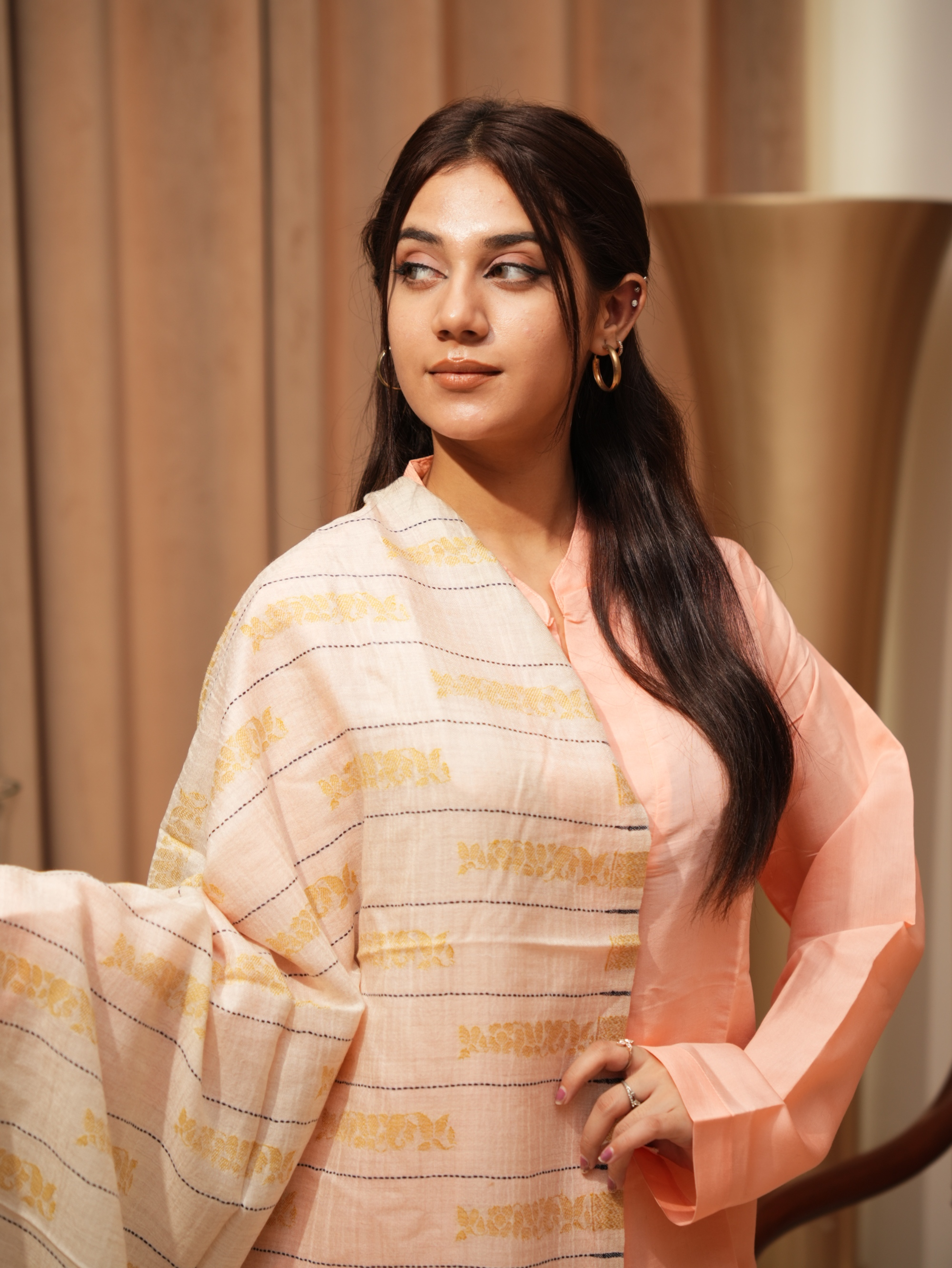 Karivani Women's Faux Pashmina Stole - Spray Stripes