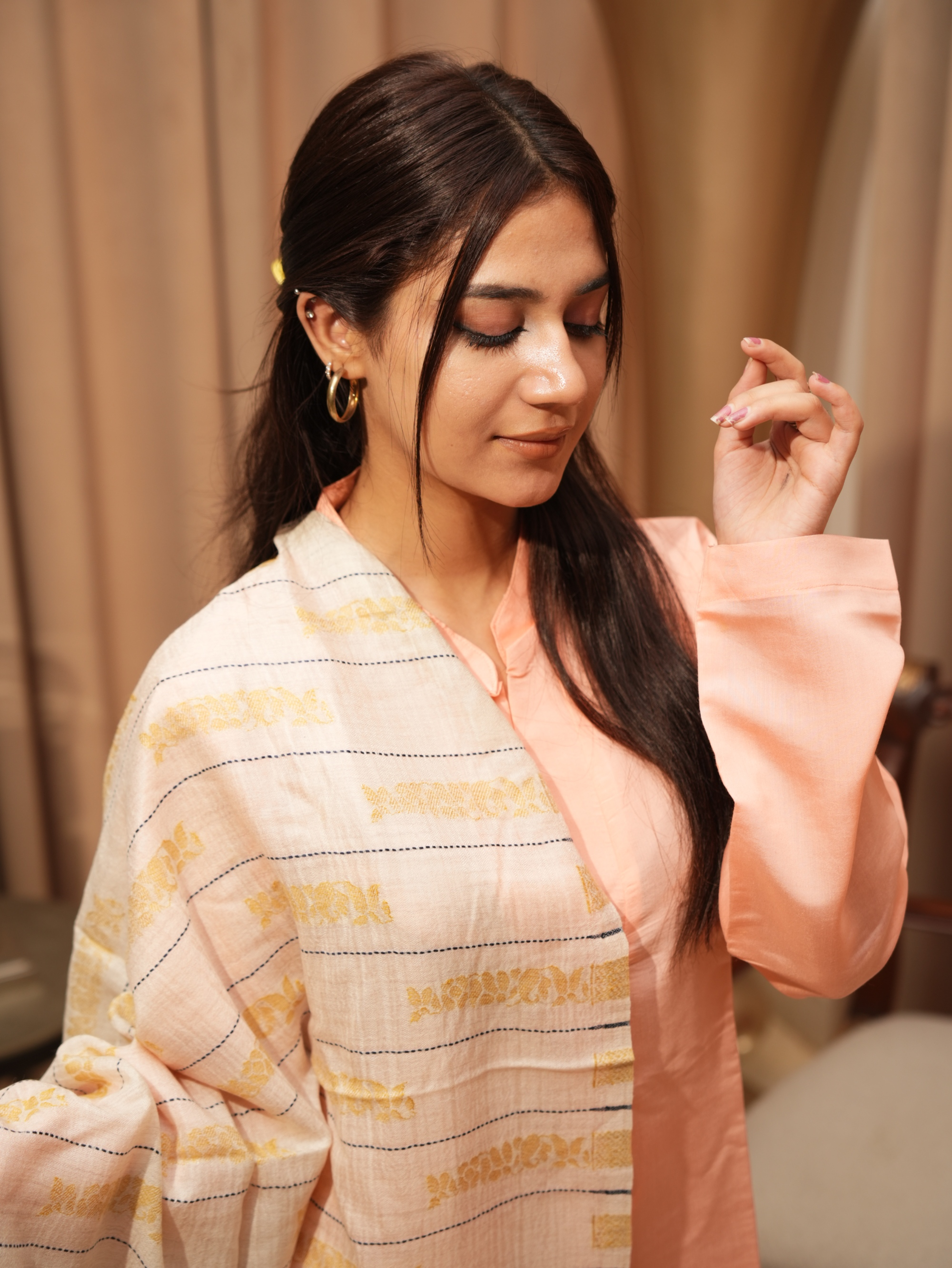 Karivani Women's Faux Pashmina Stole - Spray Stripes