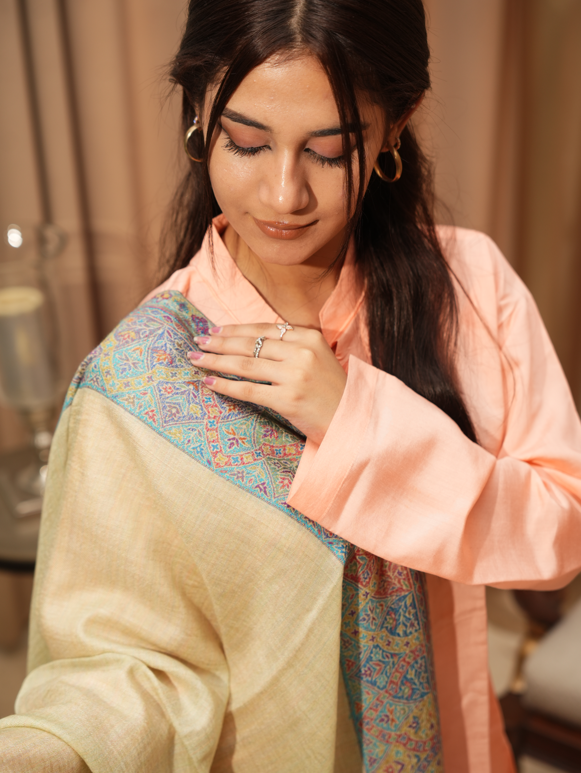 Karivani Women's Faux Pashmina Stole - Neem Dour