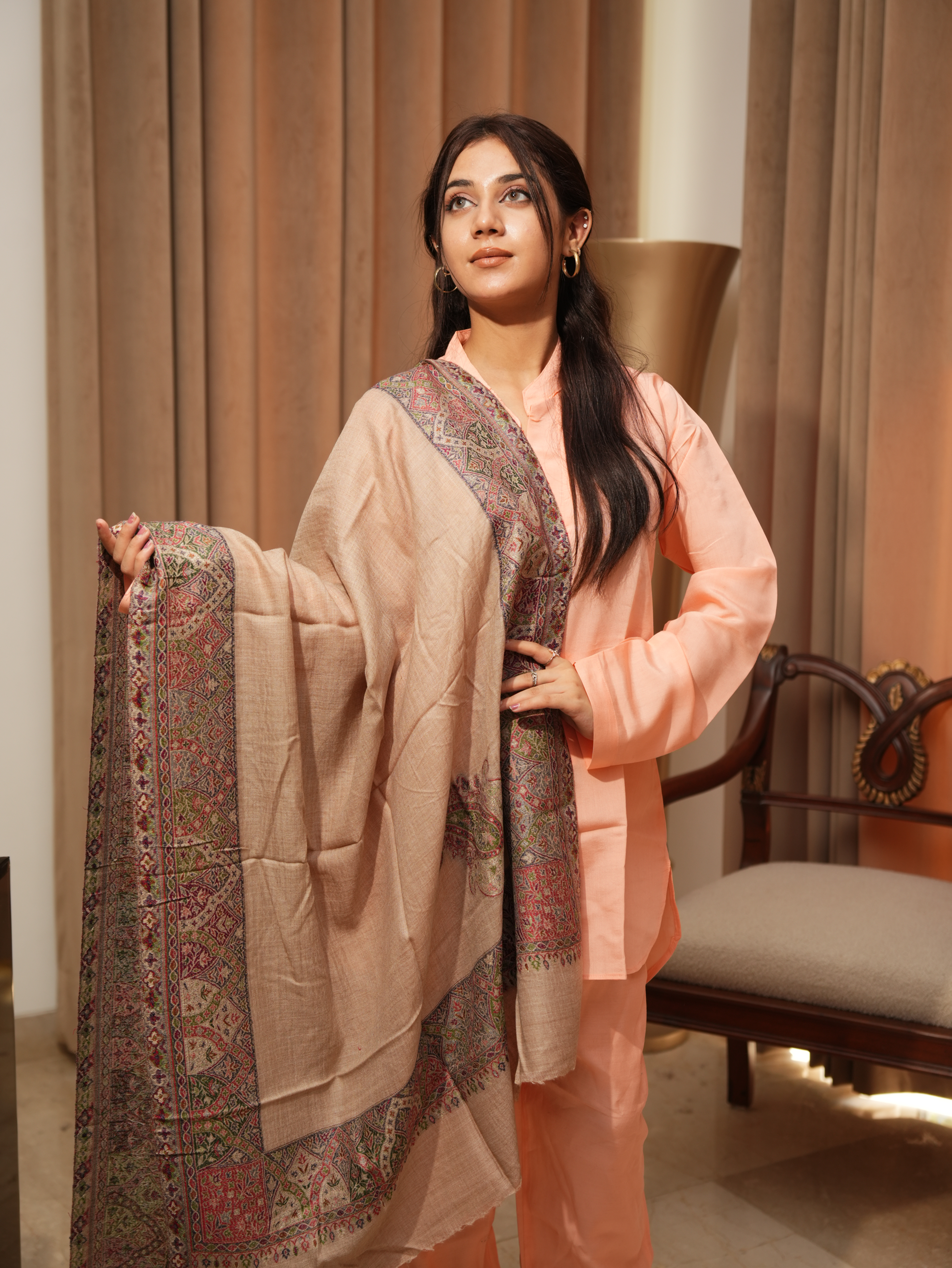 Karivani Women's Faux Pashmina Stole - Neem Dour