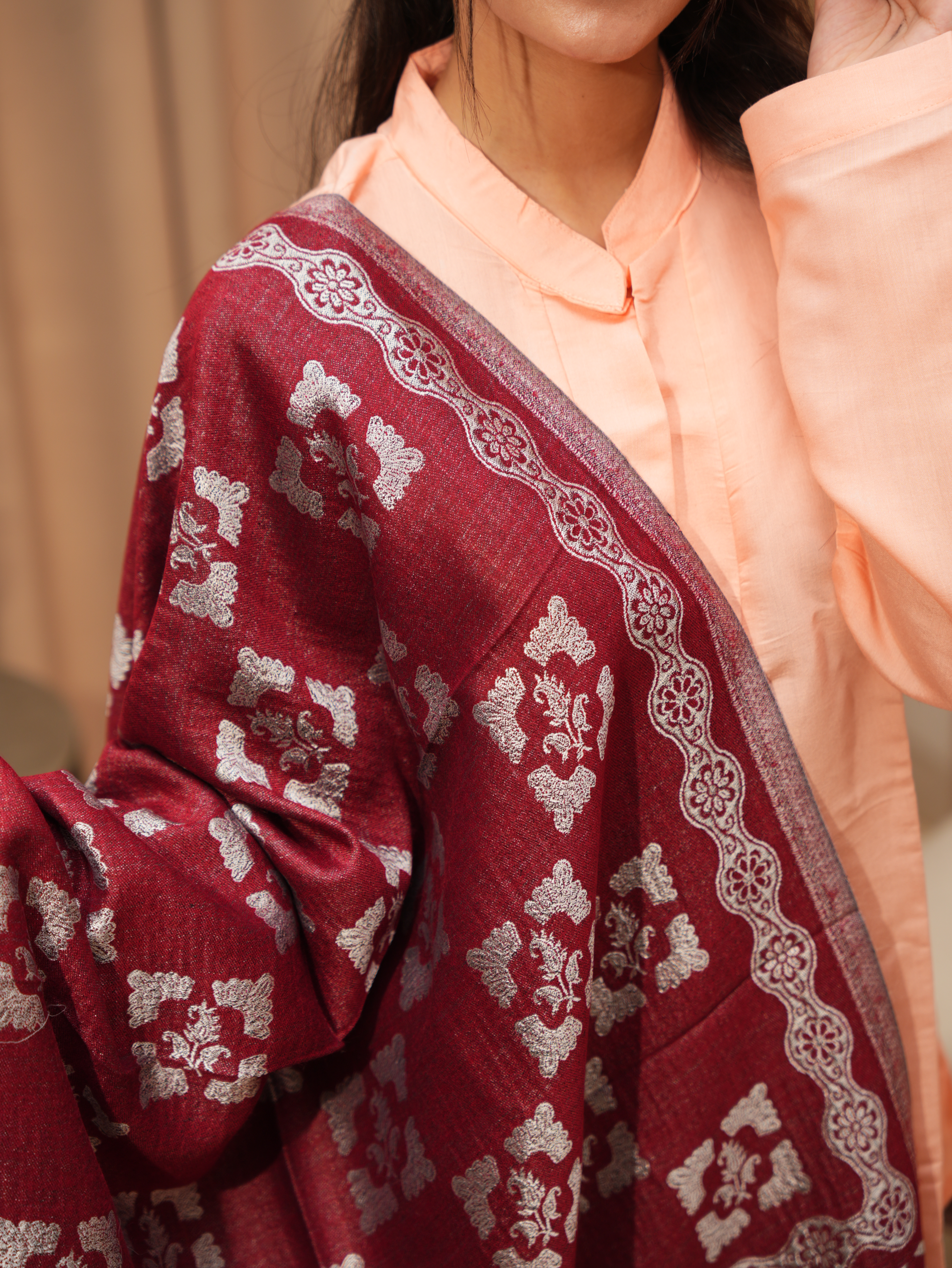 Karivani Women's Faux Pashmina Stole - Shiny Silk Jaal