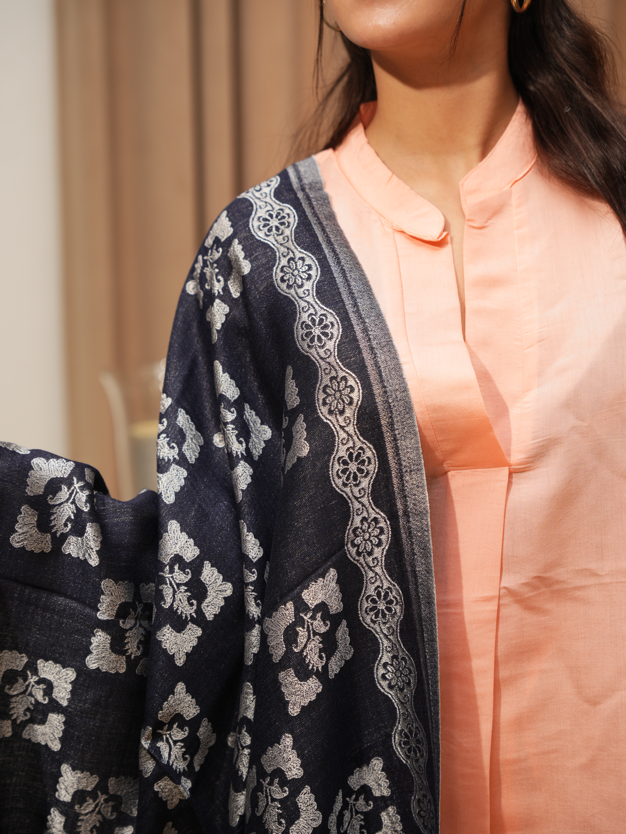 Karivani Women's Faux Pashmina Stole - Shiny Silk Jaal