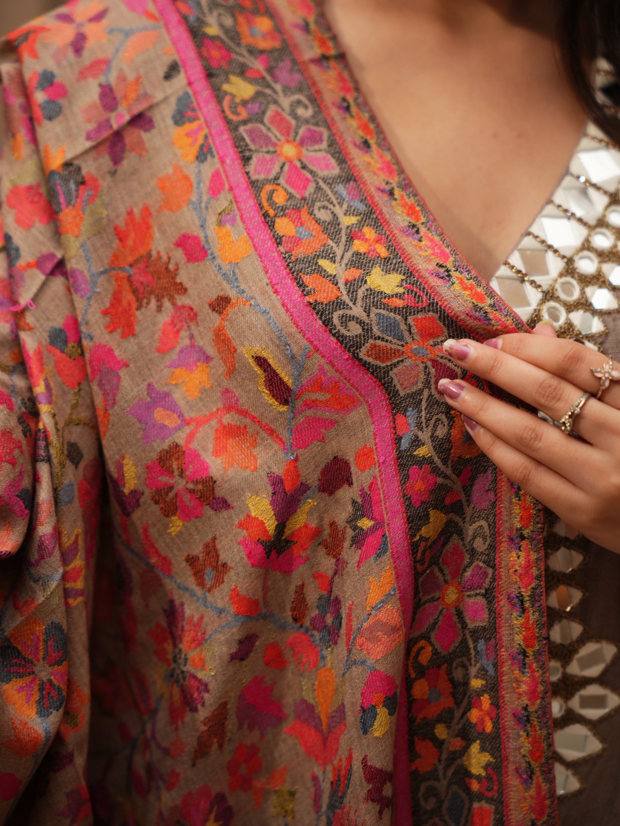 Karivani Women's Faux Pashmina Shawl - Kani Full Border Shawl