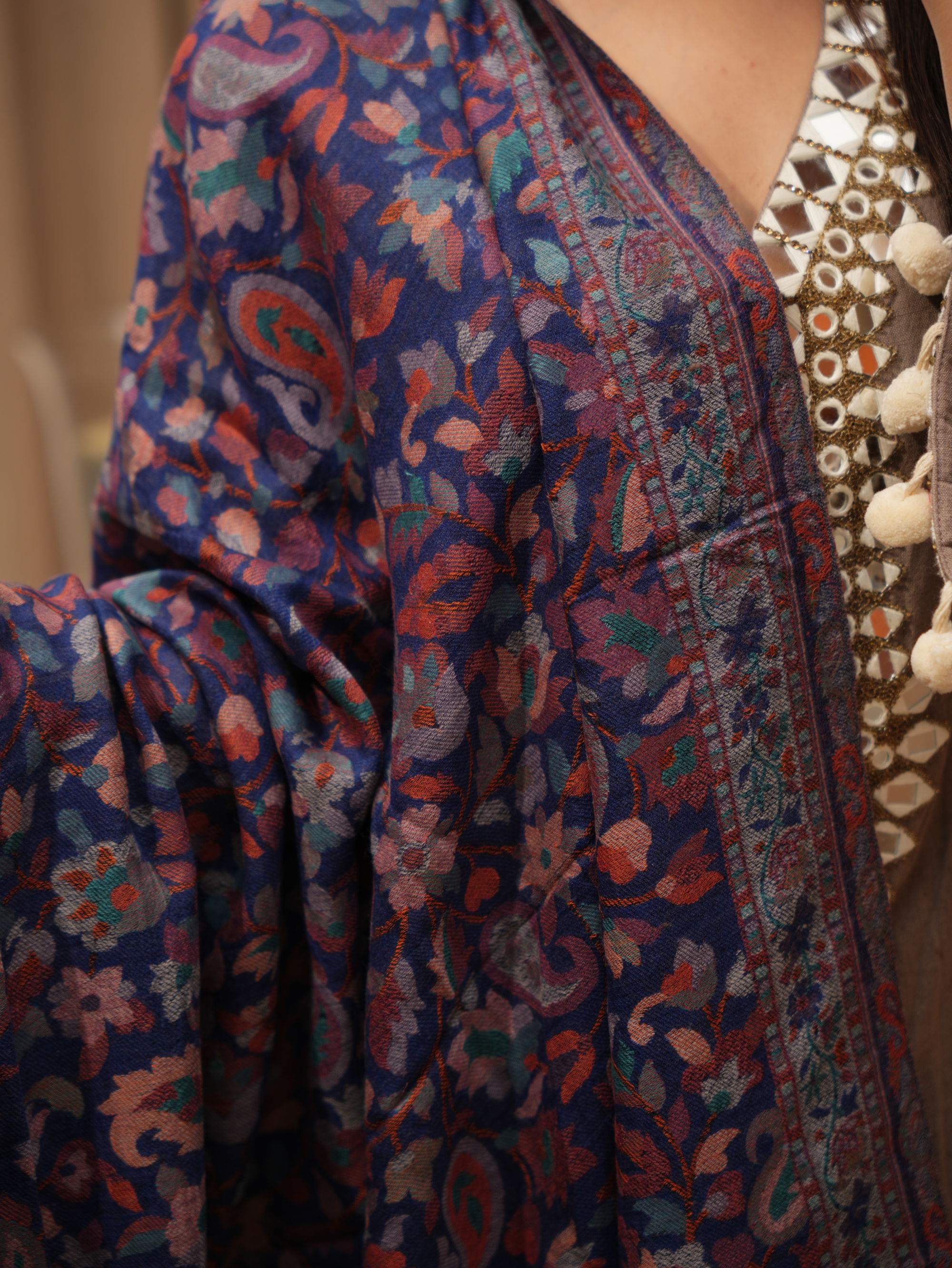 Karivani Women's Faux Pashmina Shawl - Kani Full Border Shawl