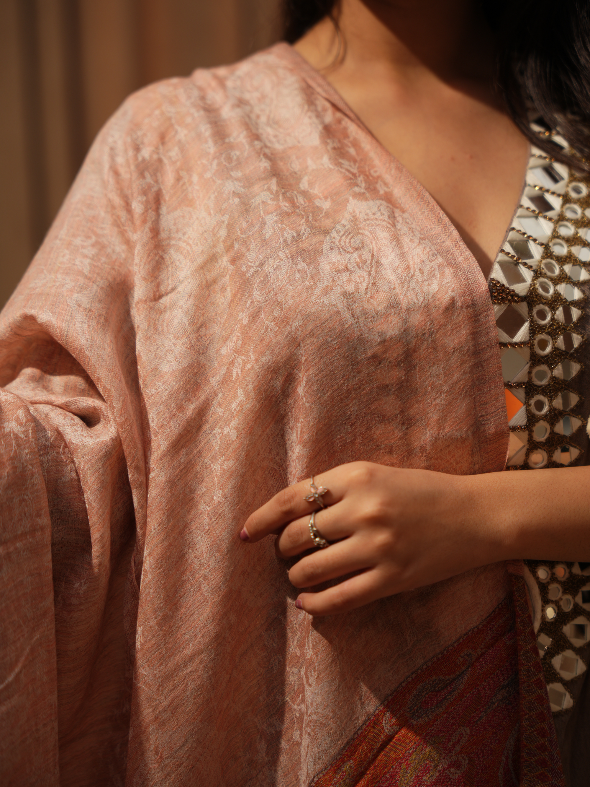 Karivani Women's Faux Pashmina Shawl - Ambi Big Border Shawl