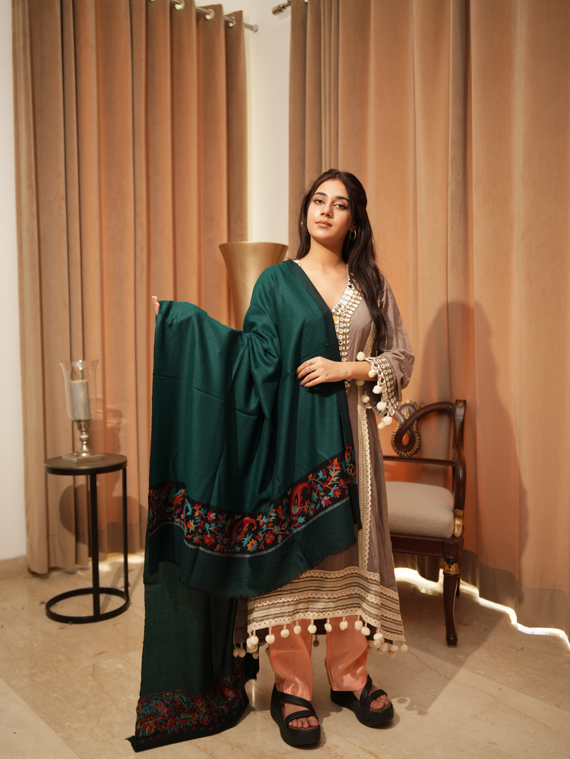 Karivani Women's Faux Pashmina Shawl - Ambi Palla Shawl