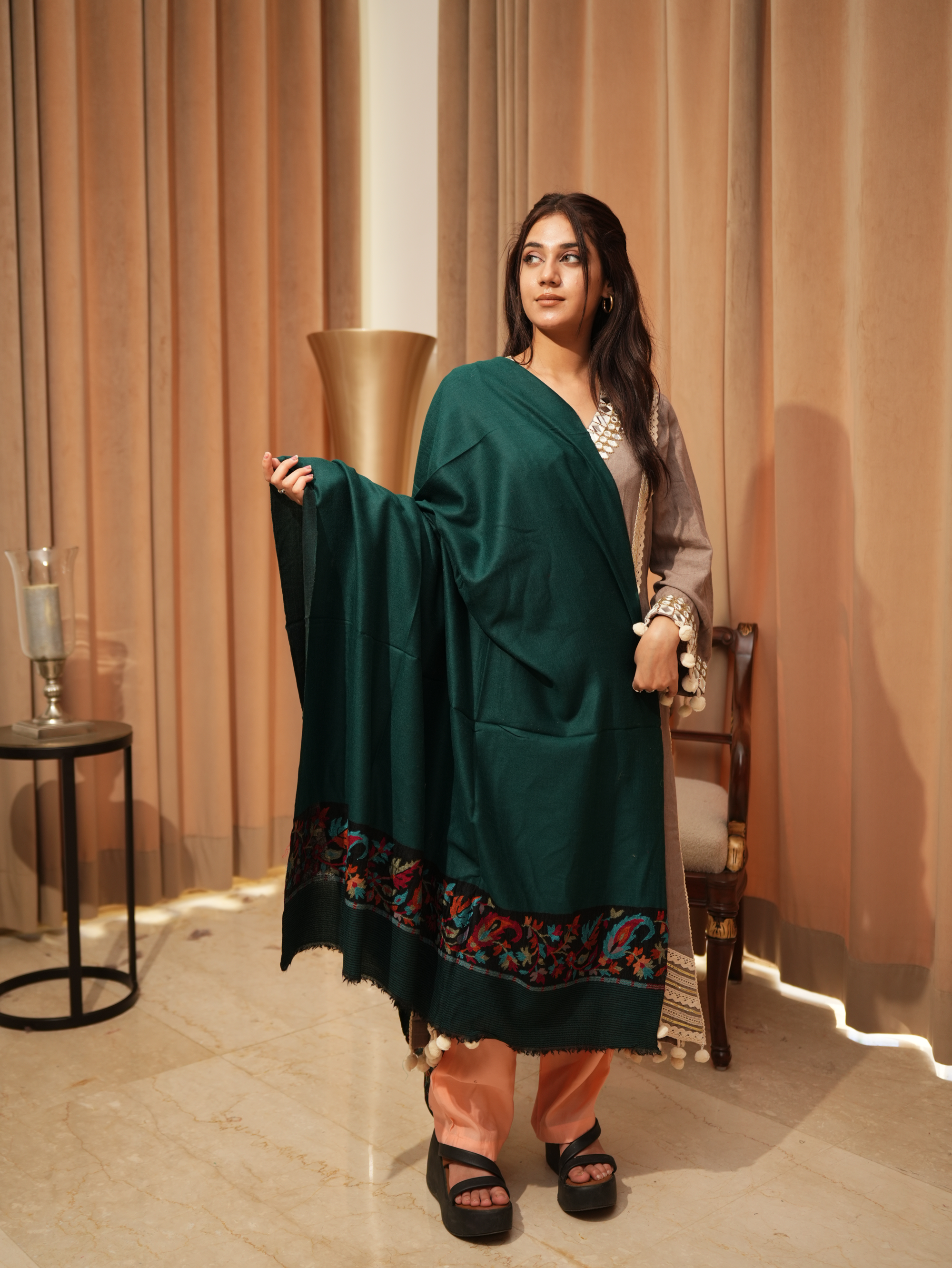 Karivani Women's Faux Pashmina Shawl - Ambi Palla Shawl