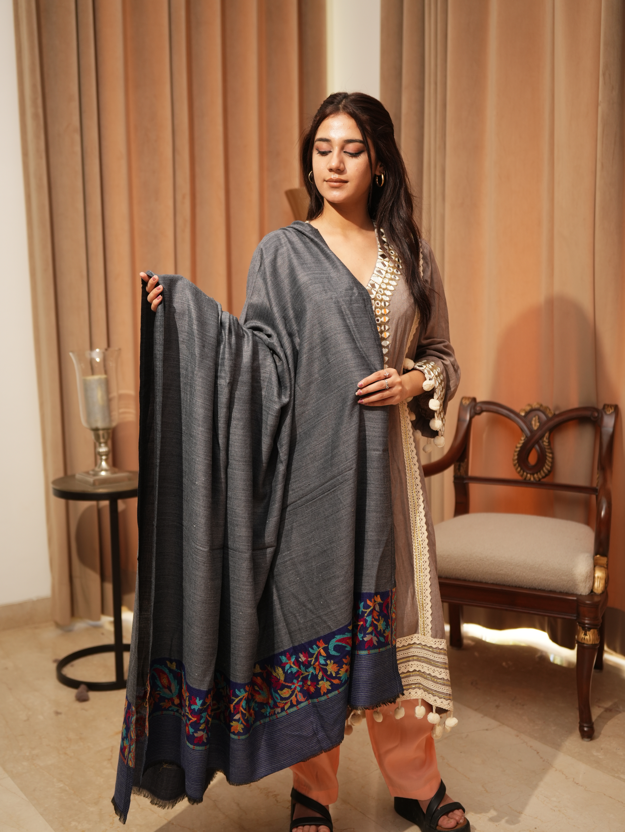 Karivani Women's Faux Pashmina Shawl - Ambi Palla Shawl