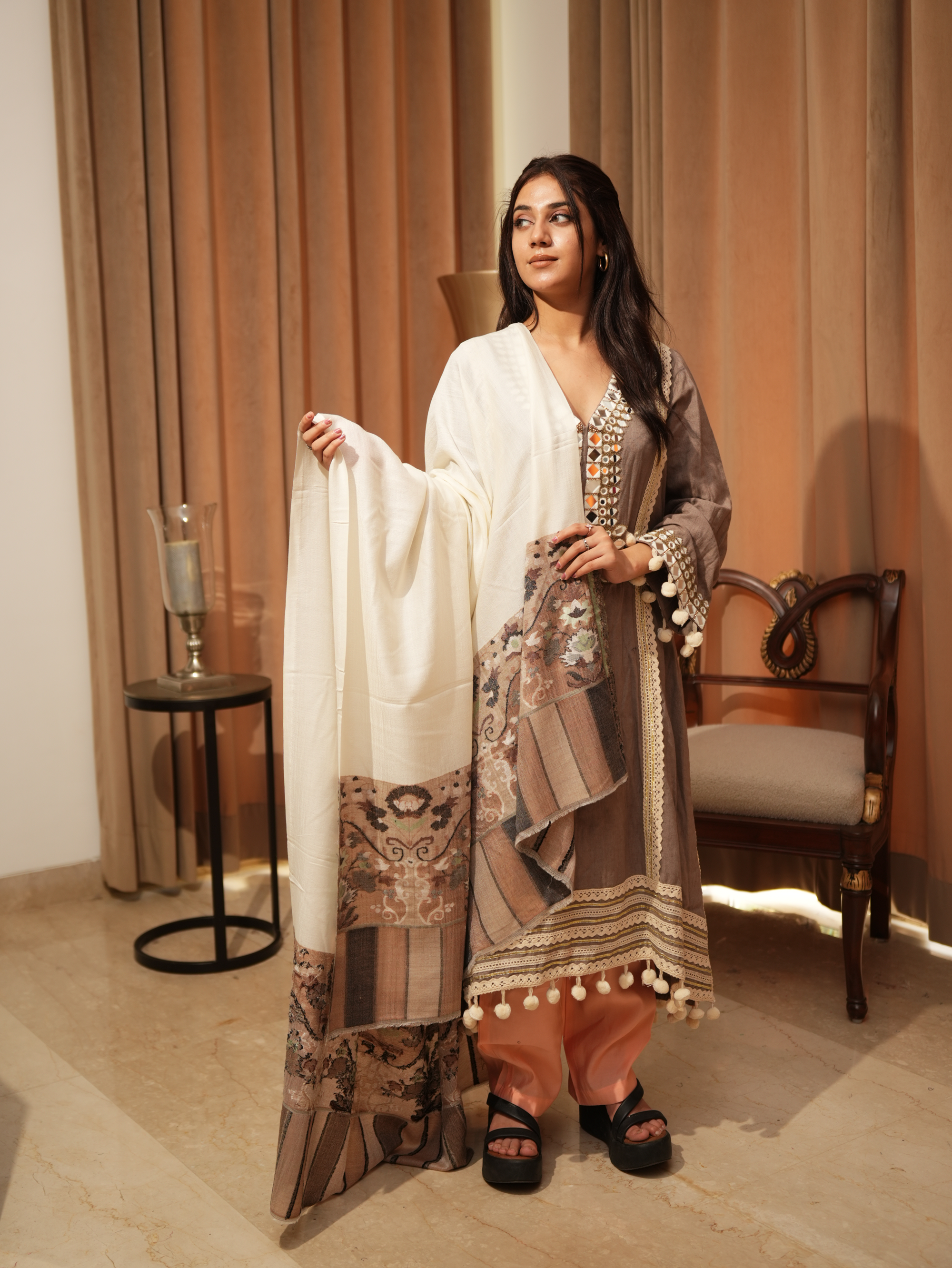 Karivani Women's Faux Pashmina Shawl - Multi Kani Palla Shawl