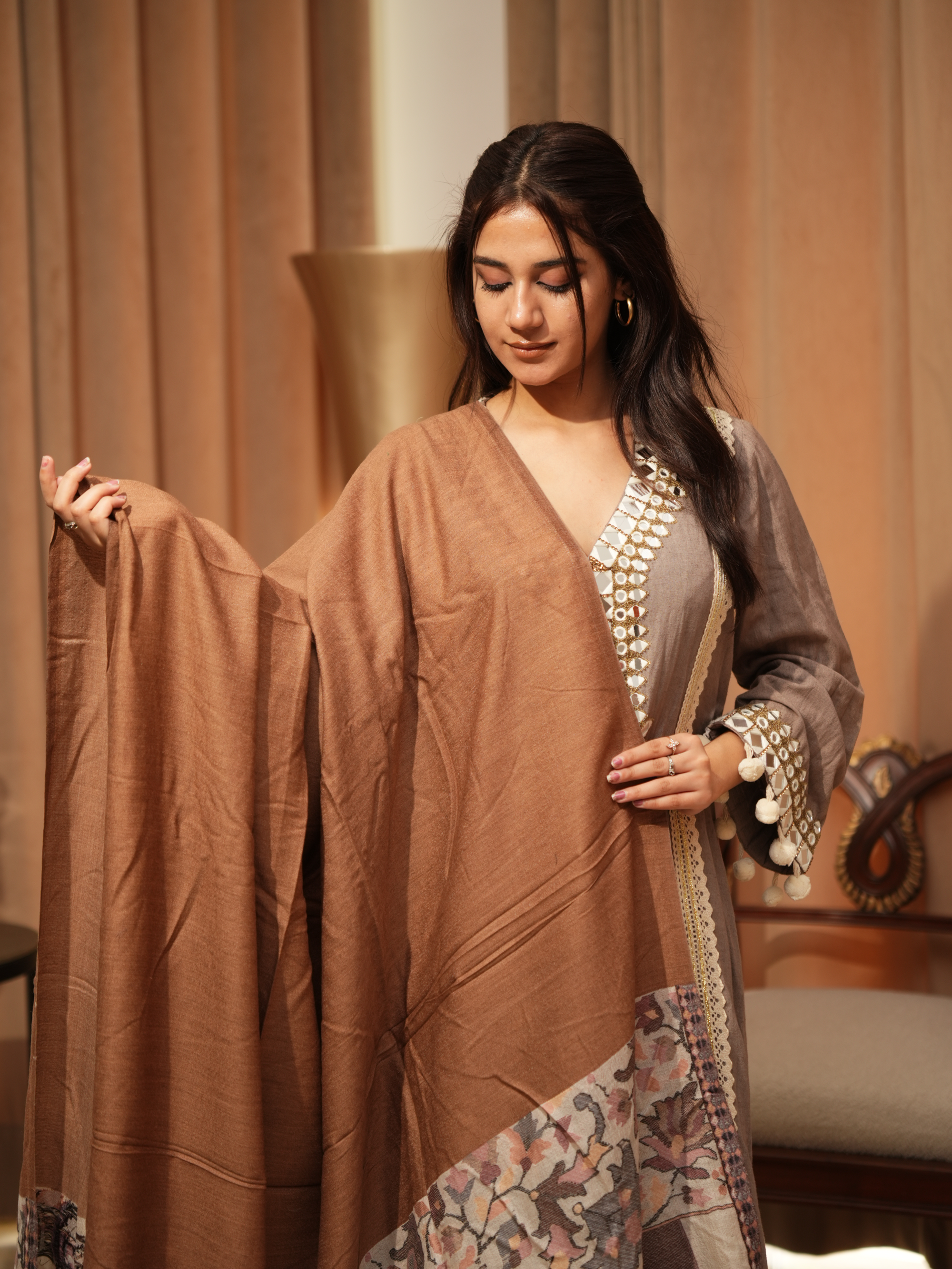 Karivani Women's Faux Pashmina Shawl - Multi Kani Palla Shawl