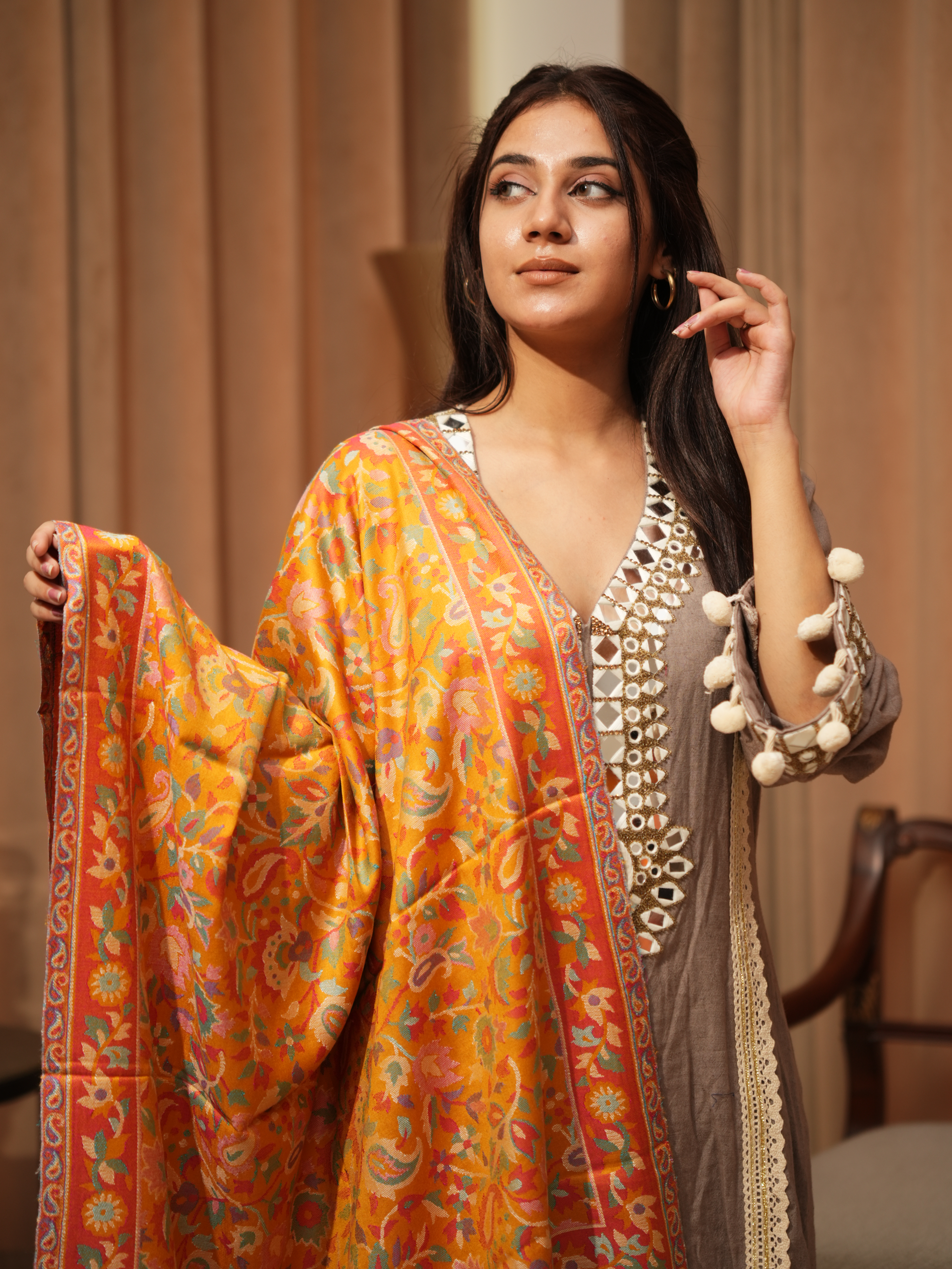 Karivani Women's Faux Pashmina Stole - Modal Kani  Cutting Stole