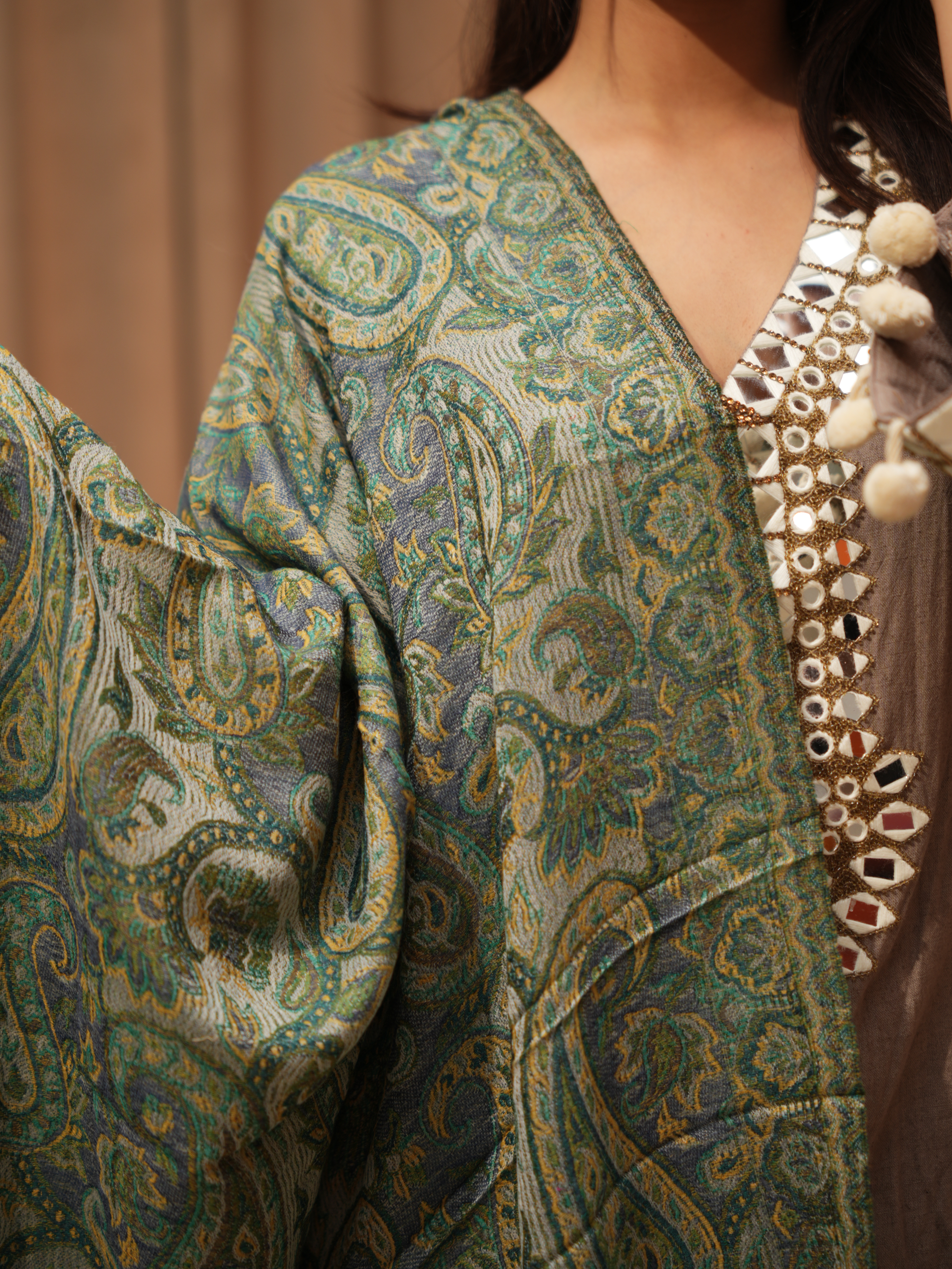 Karivani Women's Faux Pashmina Stole - Modal Jamawar Stole