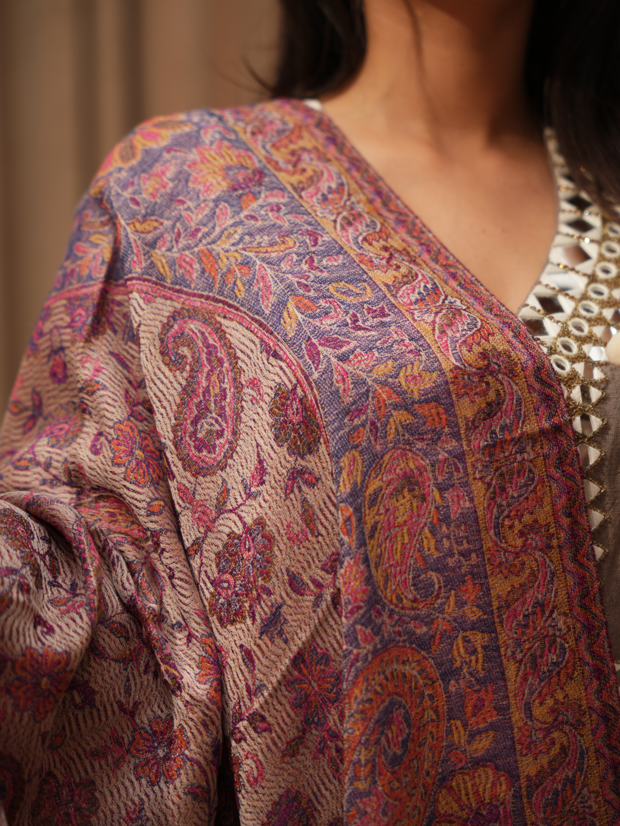 Karivani Women's Faux Pashmina Stole - Jamawar Stole