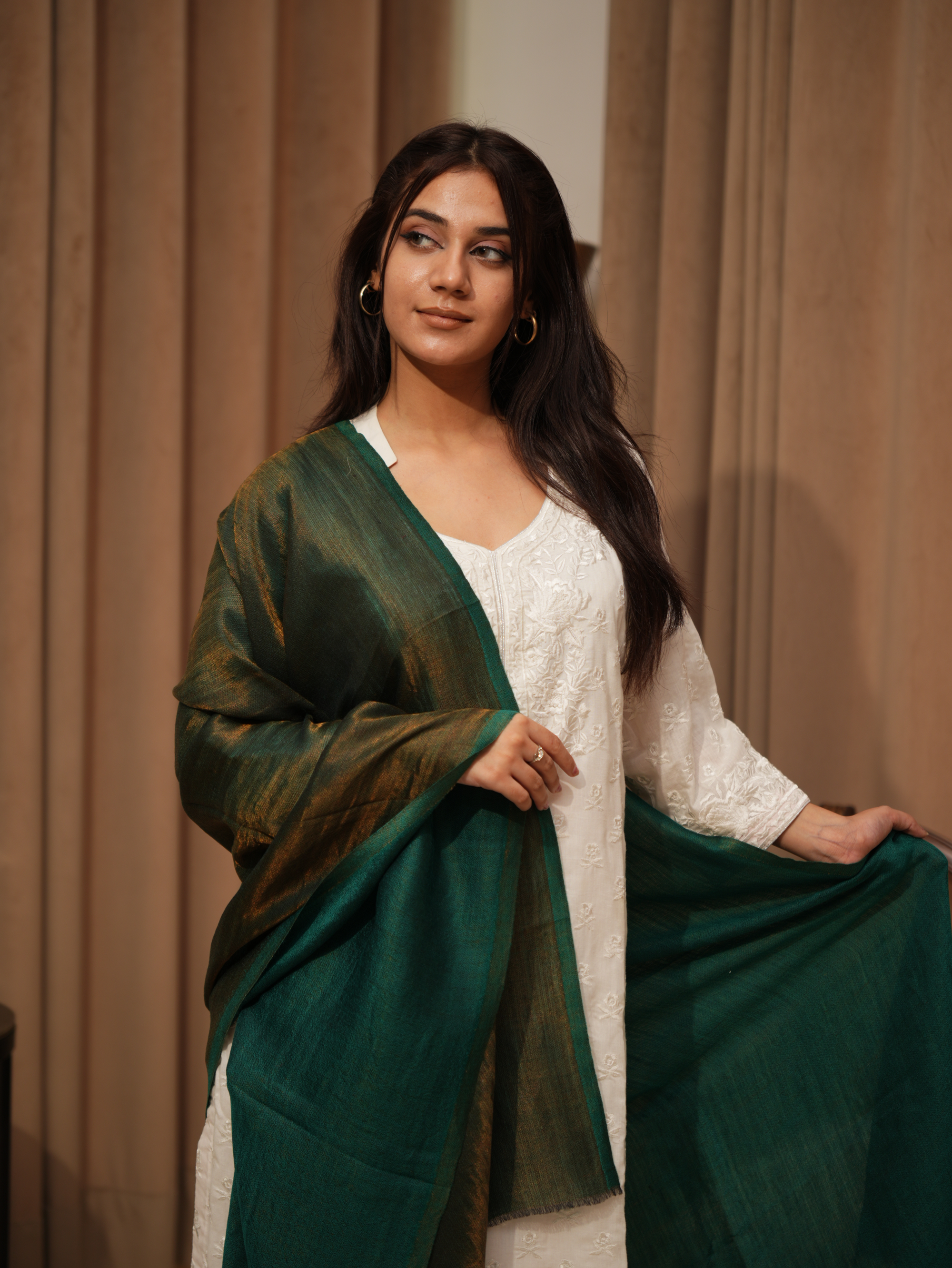 Karivani Women's Faux Pashmina Moonlight Plain